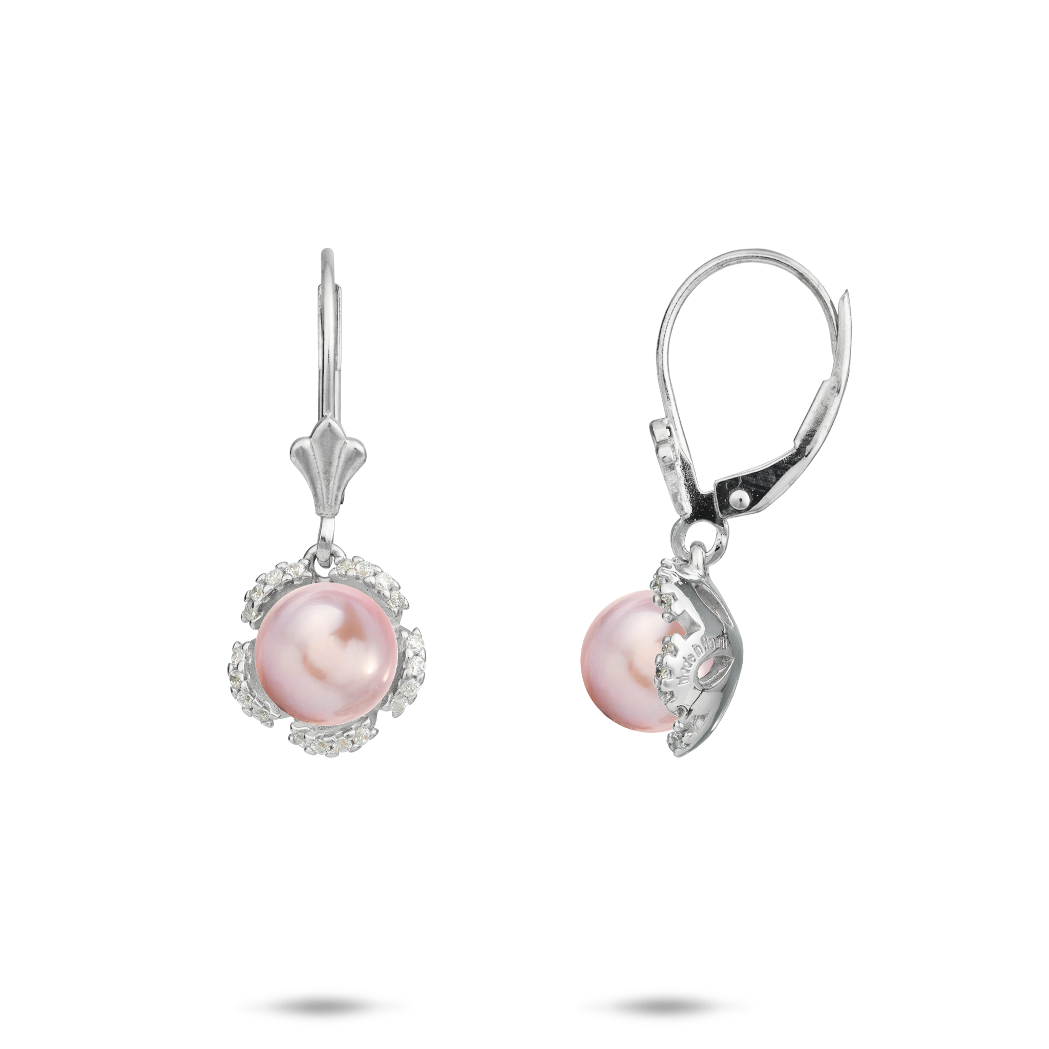 Pick A Pearl Plumeria-Ohrringe aus Sterlingsilber mit CZ