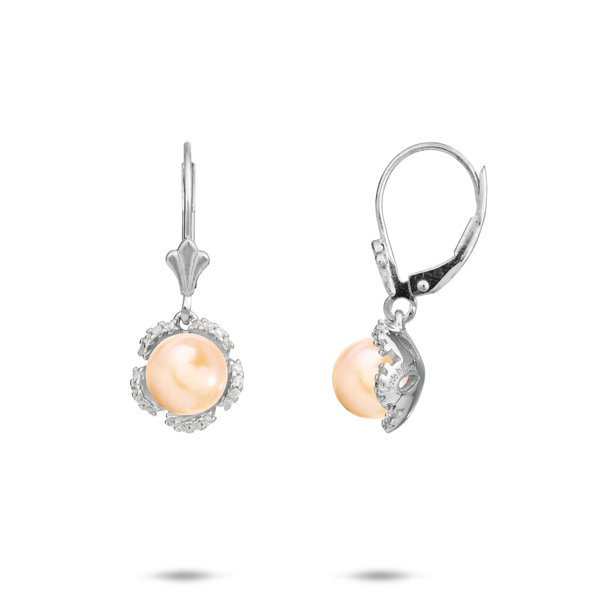 Pick A Pearl Plumeria-Ohrringe aus Sterlingsilber mit CZ