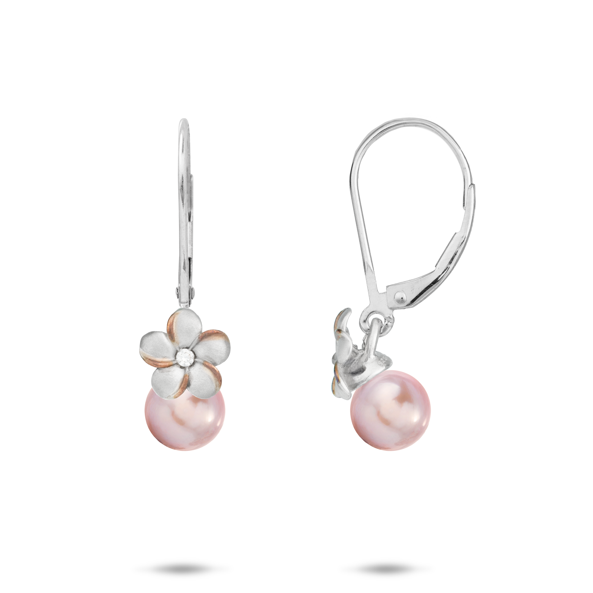 Wählen Sie eine Perlplumeria -Ohrringe in Sterlingsilber mit Kubikzirkonia - 8 mm
