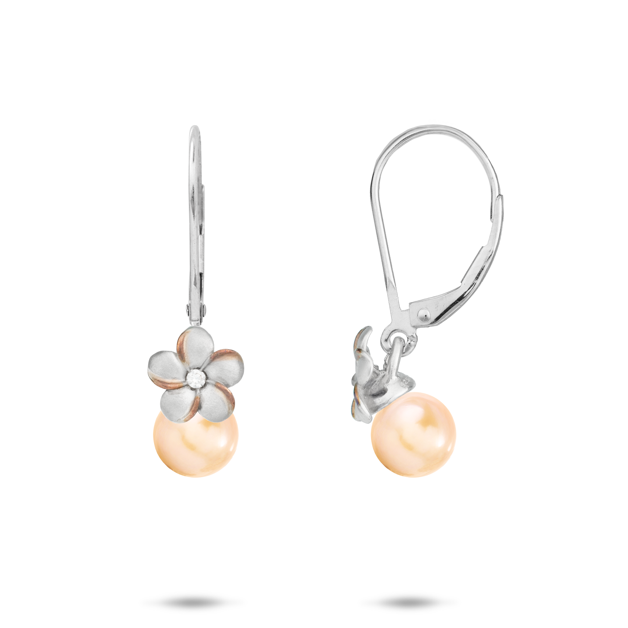 Wählen Sie eine Perlplumeria -Ohrringe in Sterlingsilber mit Kubikzirkonia - 8 mm