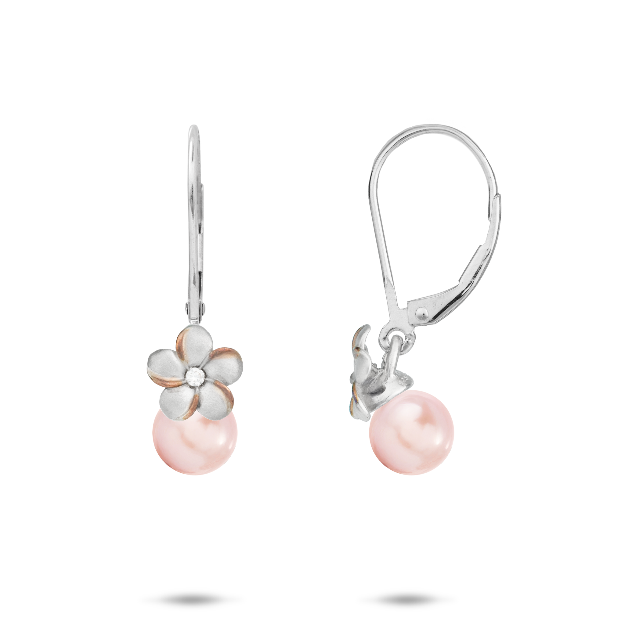 Wählen Sie eine Perlplumeria -Ohrringe in Sterlingsilber mit Kubikzirkonia - 8 mm