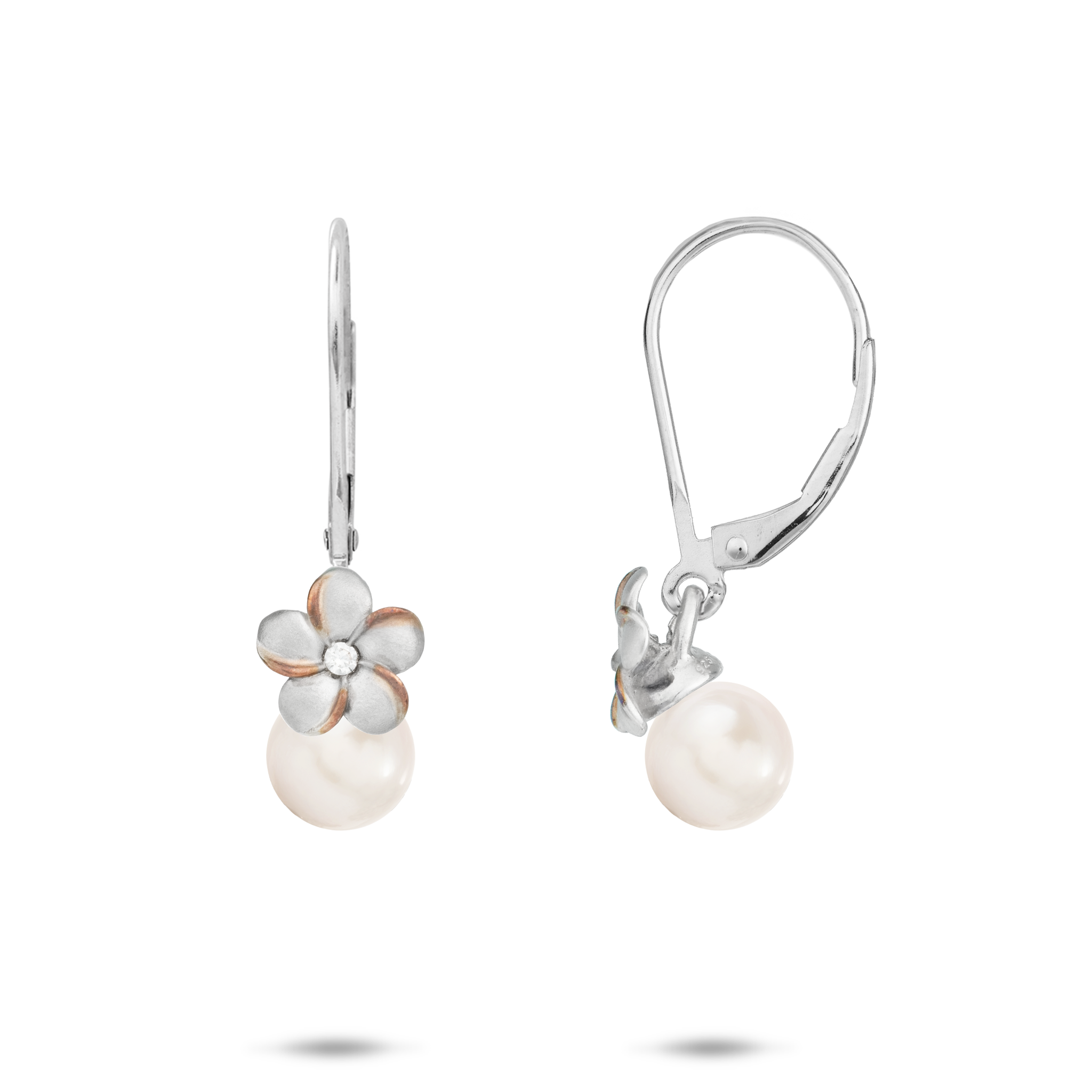 Wählen Sie eine Perlplumeria -Ohrringe in Sterlingsilber mit Kubikzirkonia - 8 mm