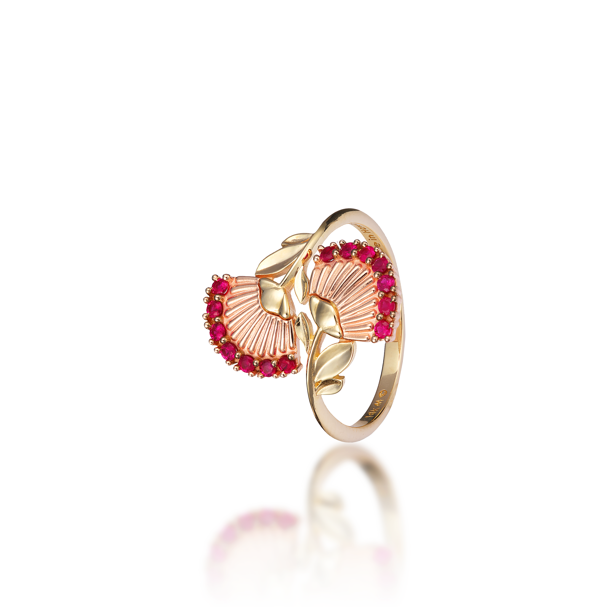 Ohia Lehua Rubinring in zweifarbigem Gold – 18 mm