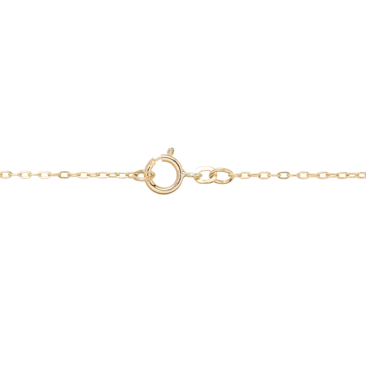 Detail shot of a 1.4mm Cable Chain with an O-ring clasp, shown on a white background