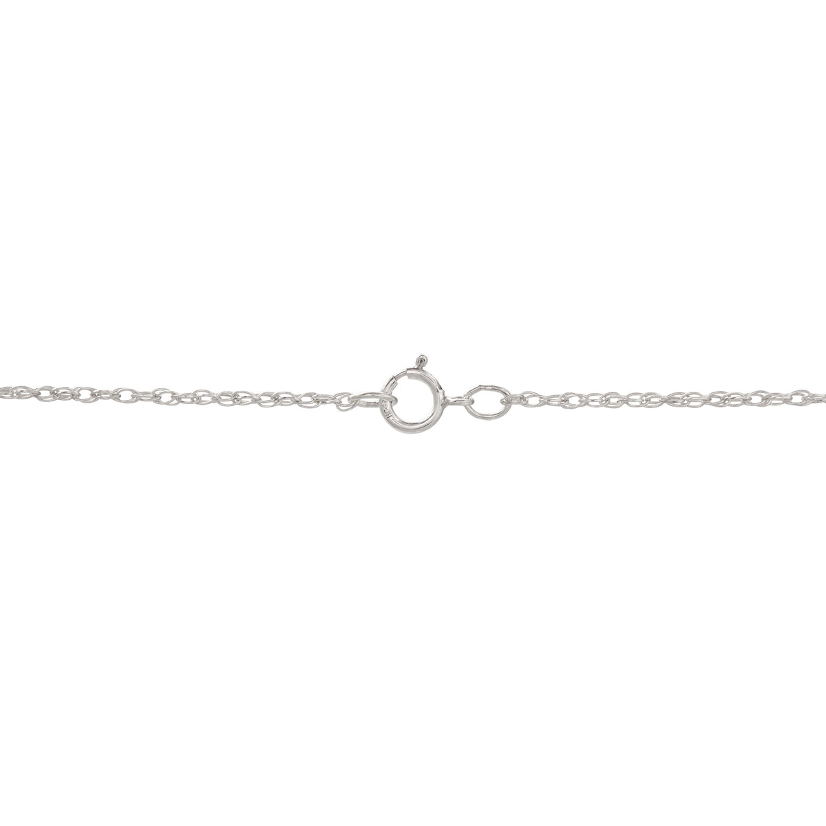 Close up of a Sterling Silver cable chain with O-ring clasp on a white background