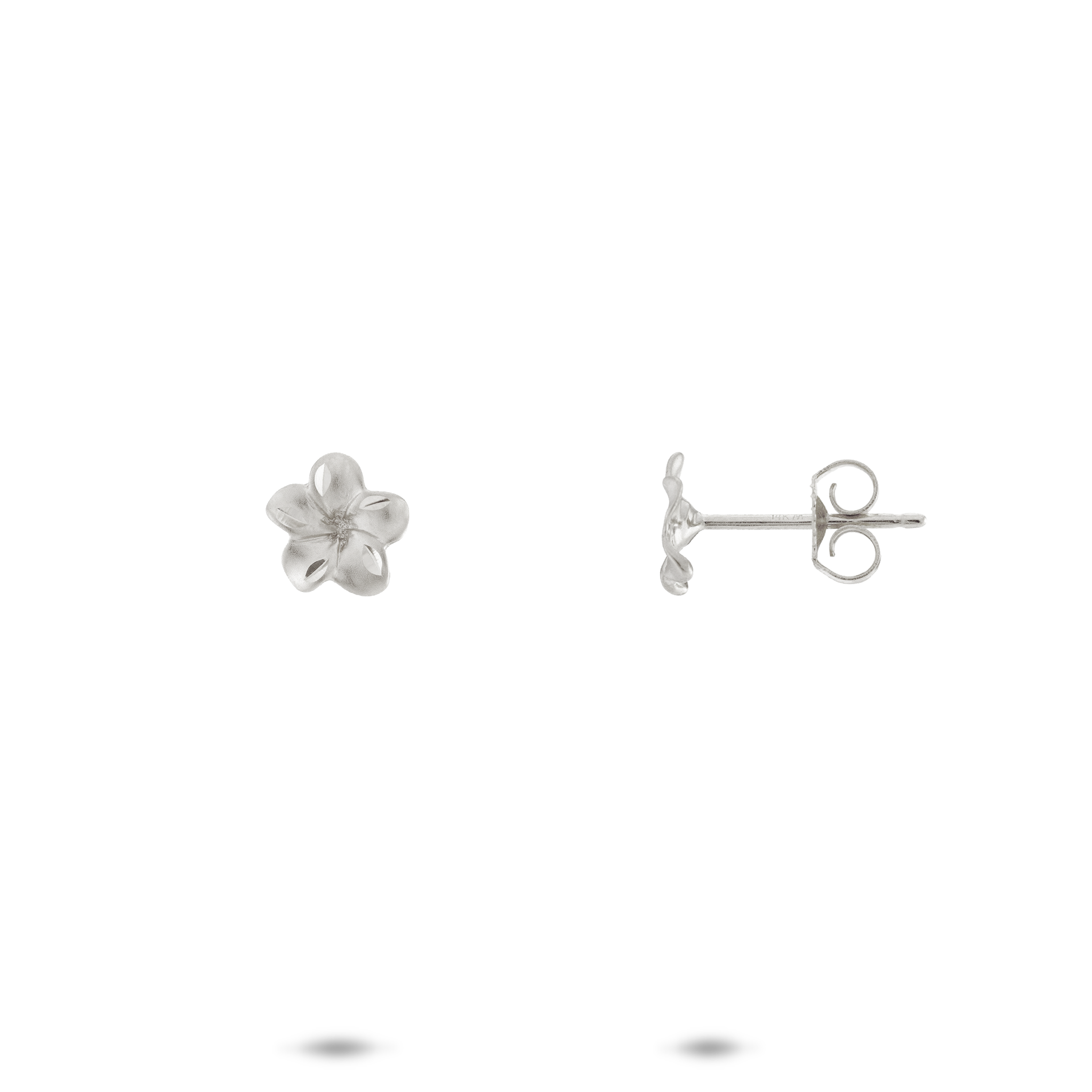Plumeria Earrings in White Gold - 7mm