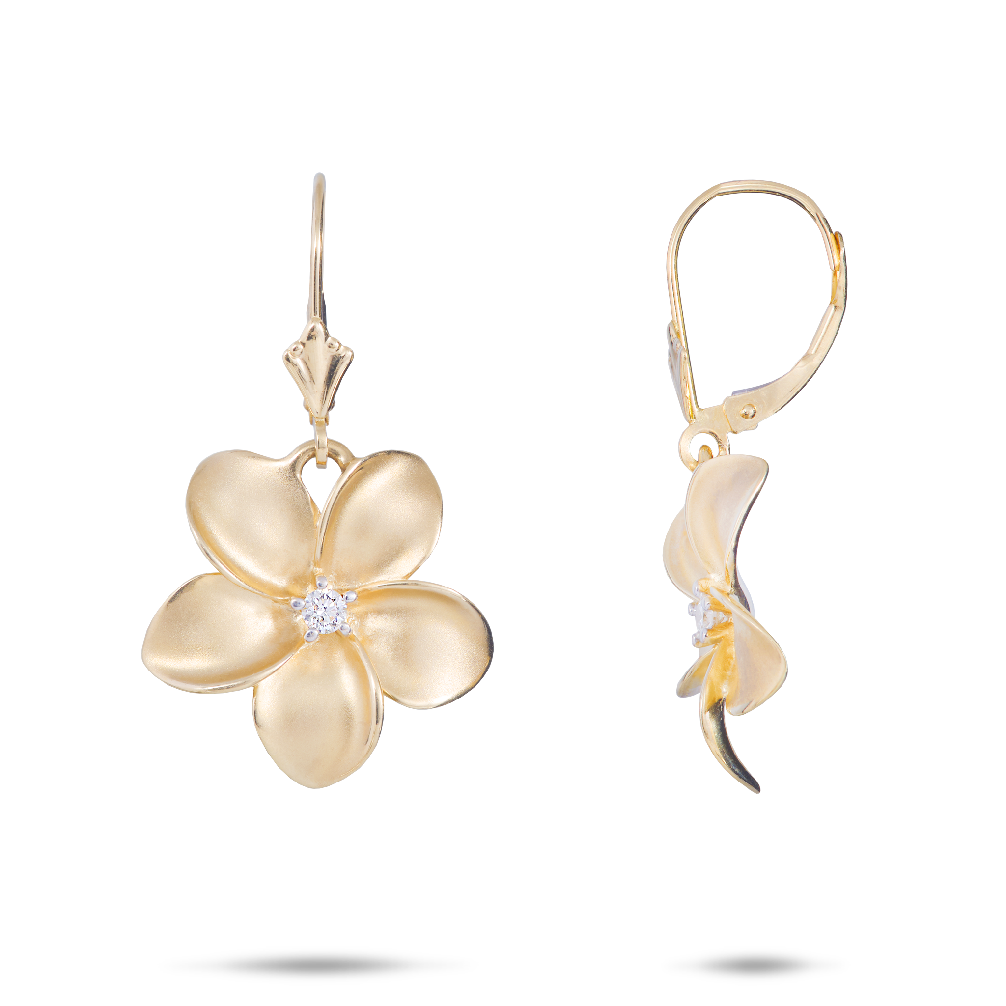 Plumeria-Ohrringe in Gold - 18 mm