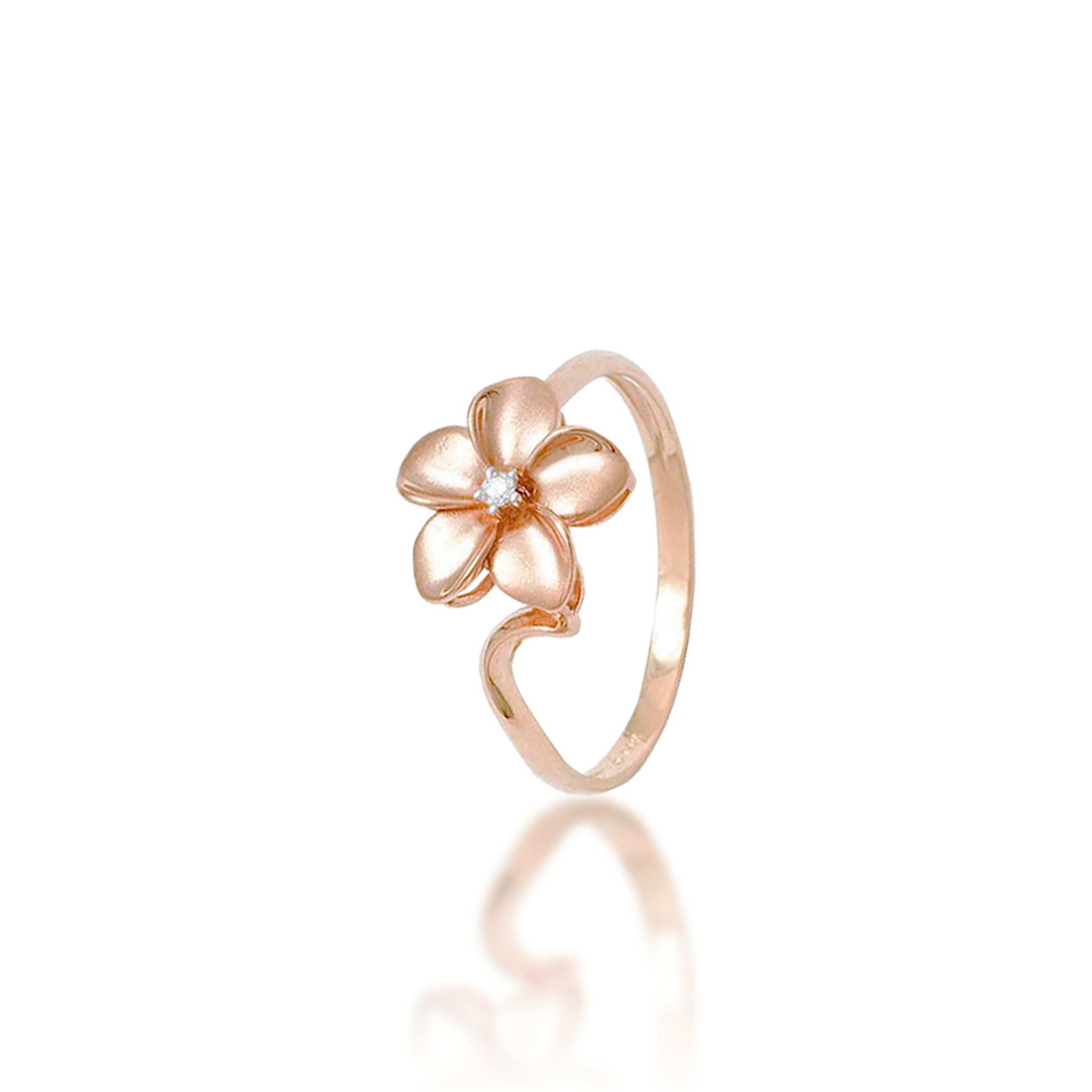Plumeria-Ring aus Roségold mit Diamant – 11 mm