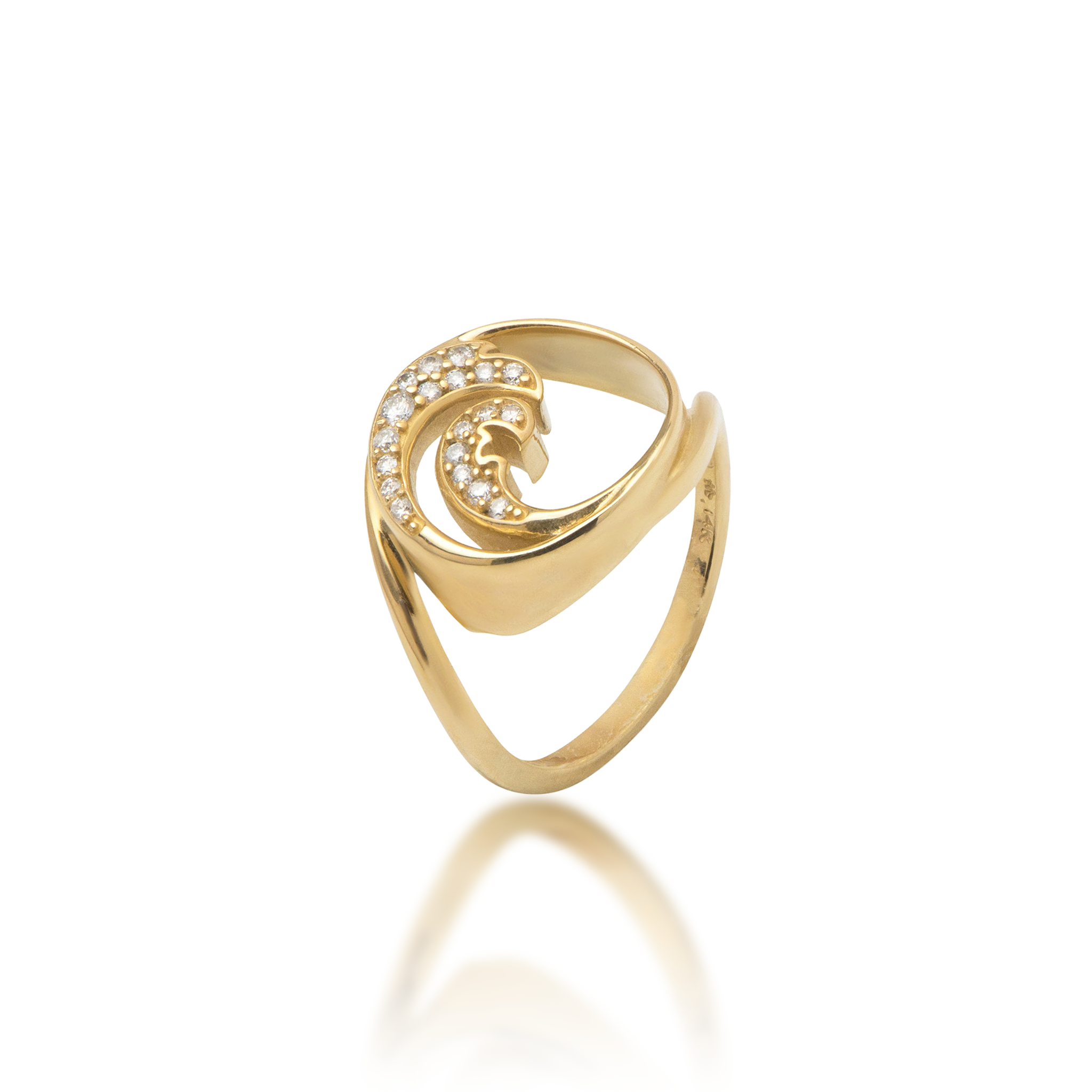 Nalu Ring in Gold with Diamonds - 15mm