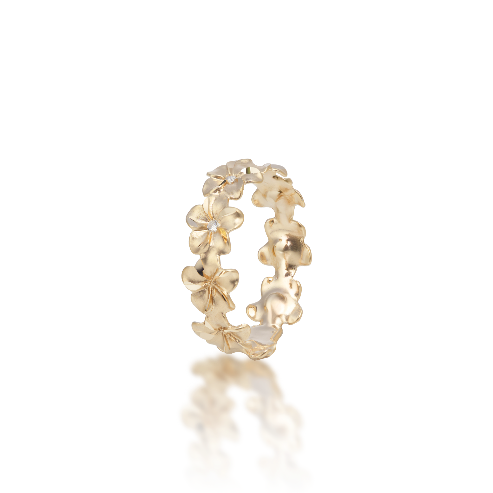 Plumeria Eternity Ring in Golds-6mm