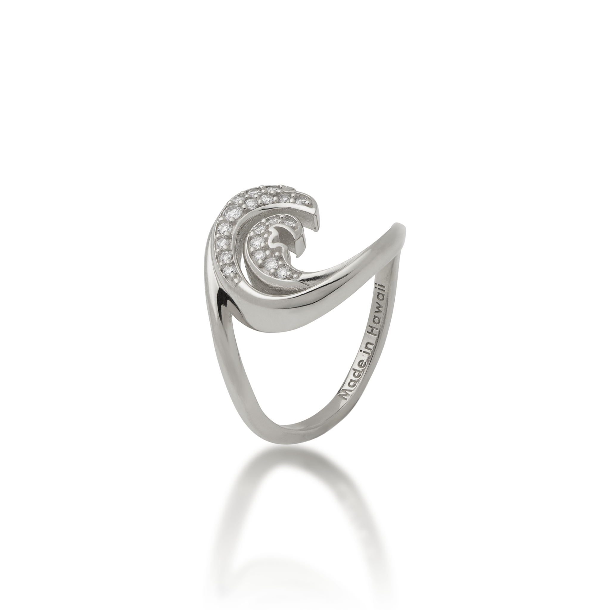 Nalu Ring in White Gold with Diamonds - 15mm