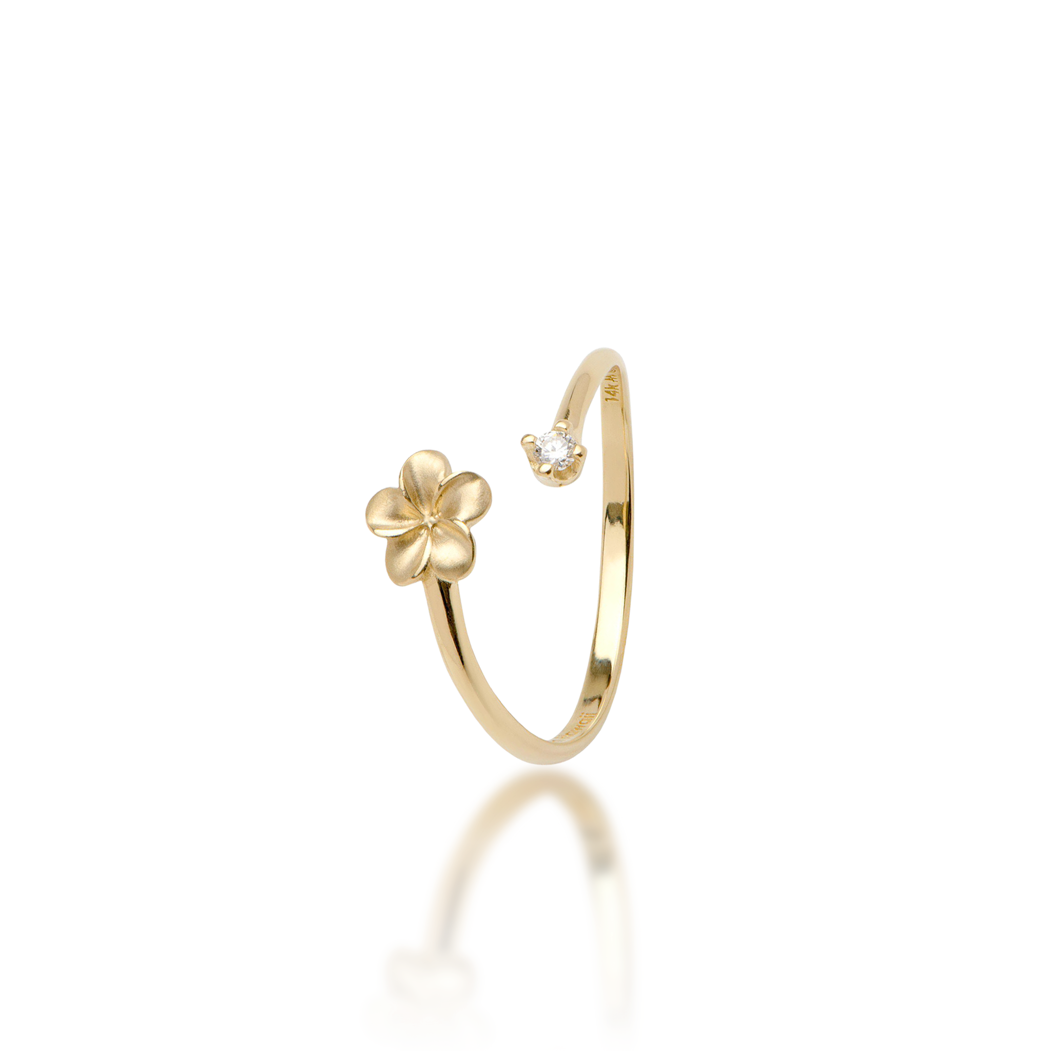 Plumeria Ring in Gold with Diamond - 6mm