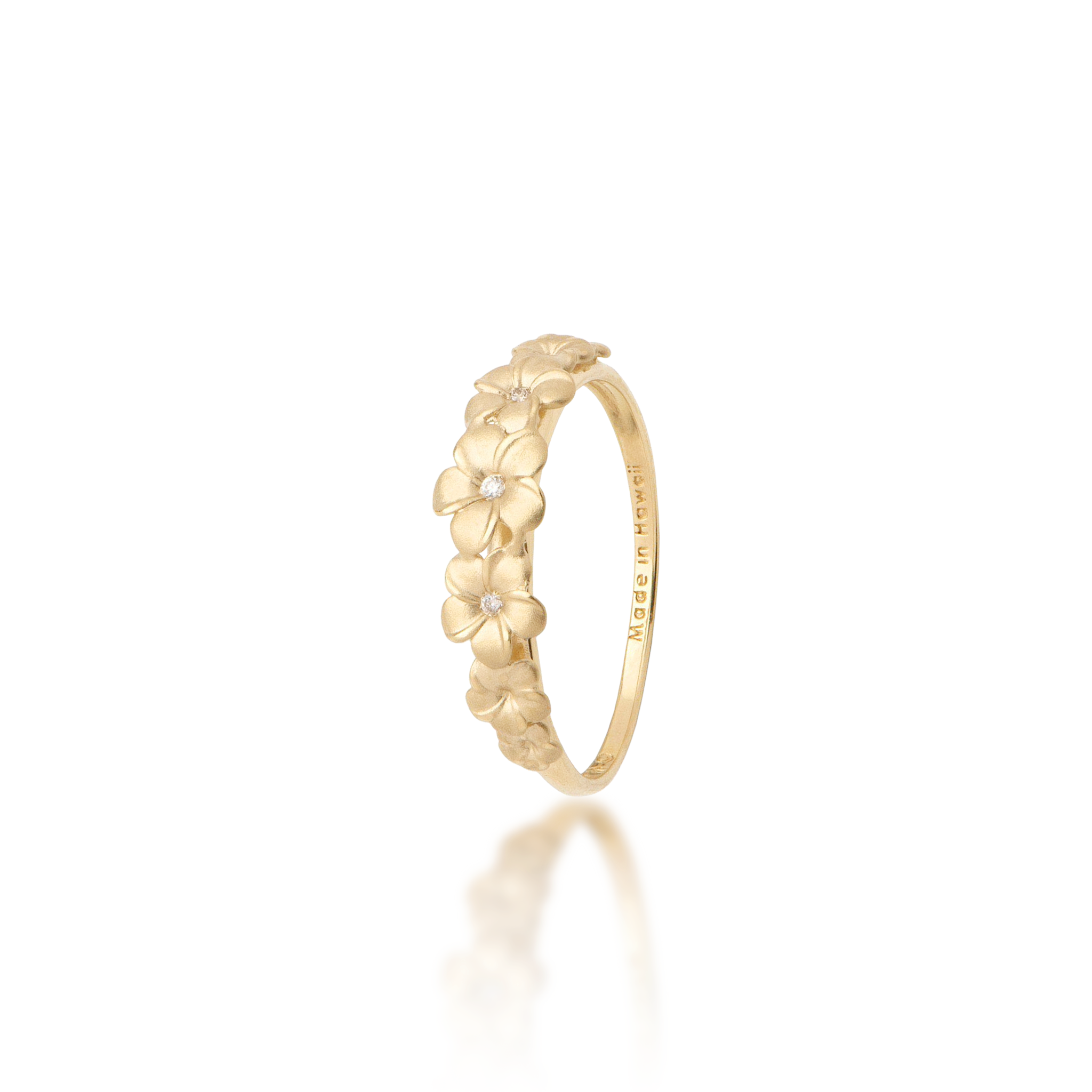 Plumeria Ring in Gold with Diamonds - 6mm