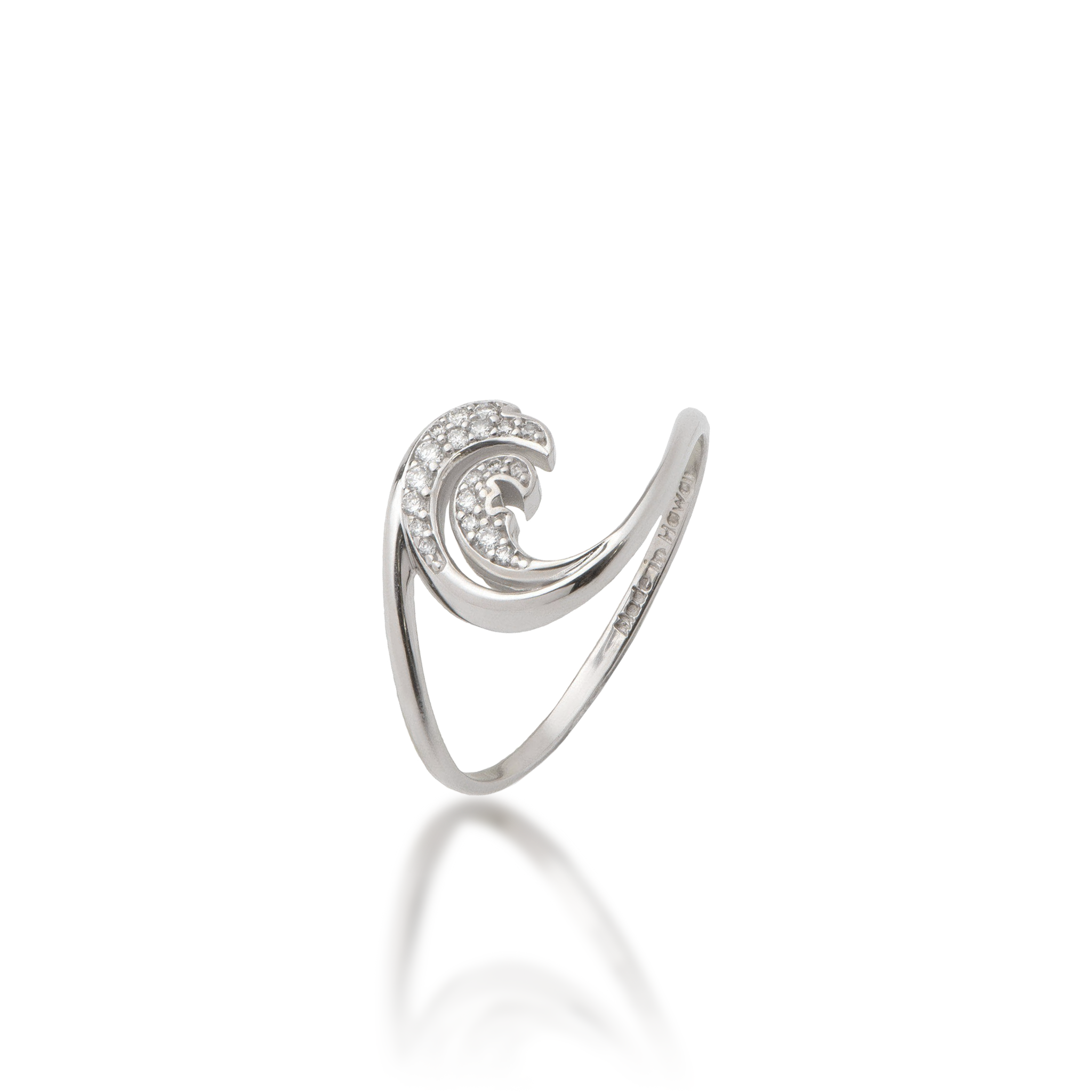 Nalu-Ring aus Weißgold mit Diamanten – 12 mm