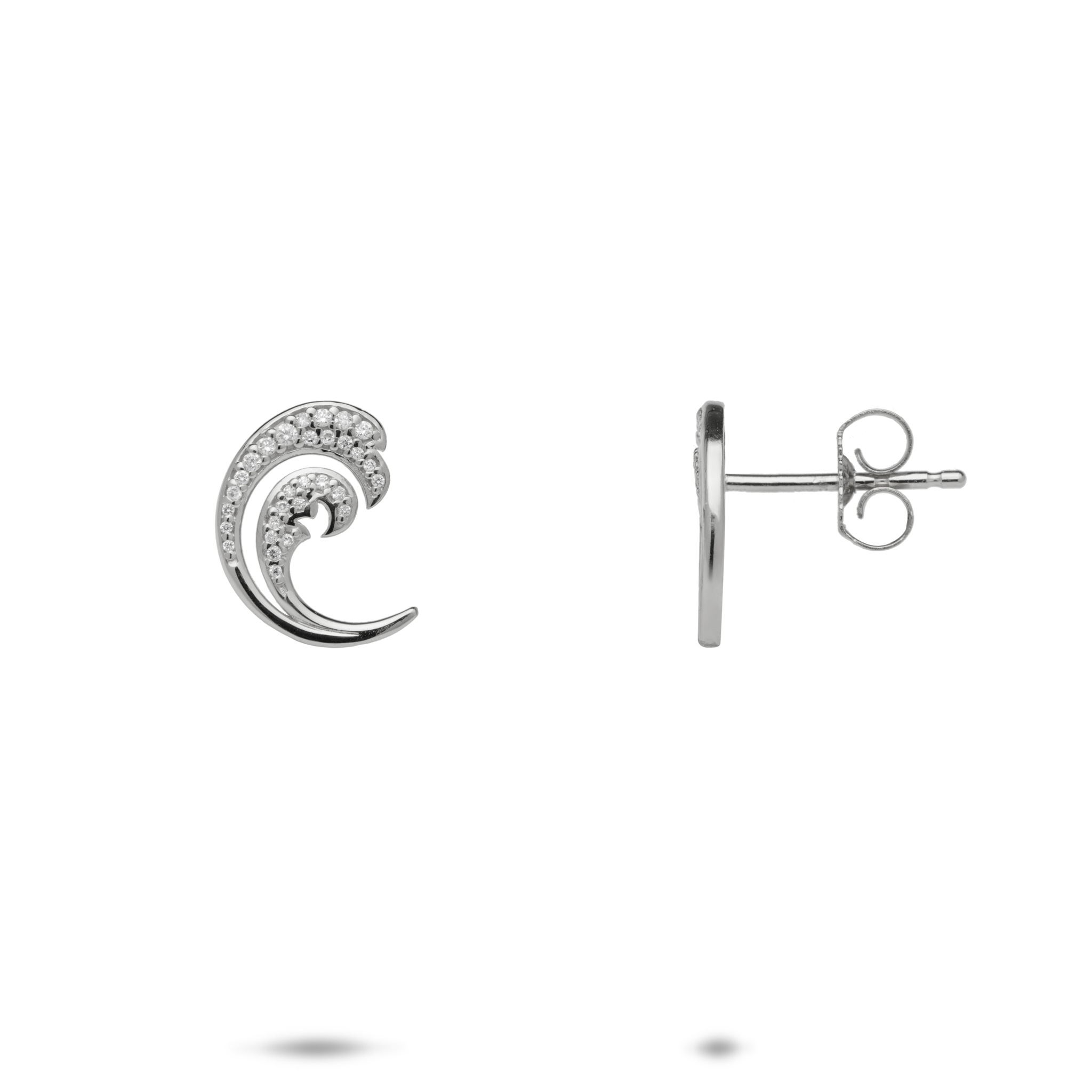 Nalu-Ohrringe aus Weißgold mit Diamanten – 12 mm