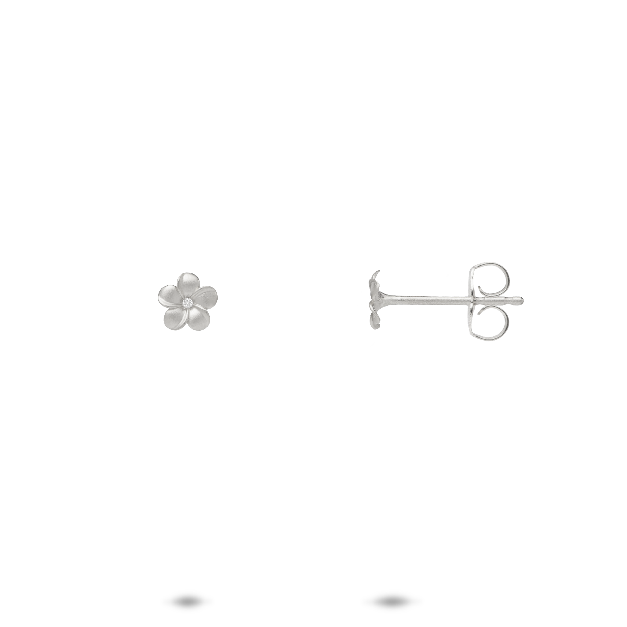 Plumeria-Ohrringe aus Weißgold mit Diamanten – 5 mm