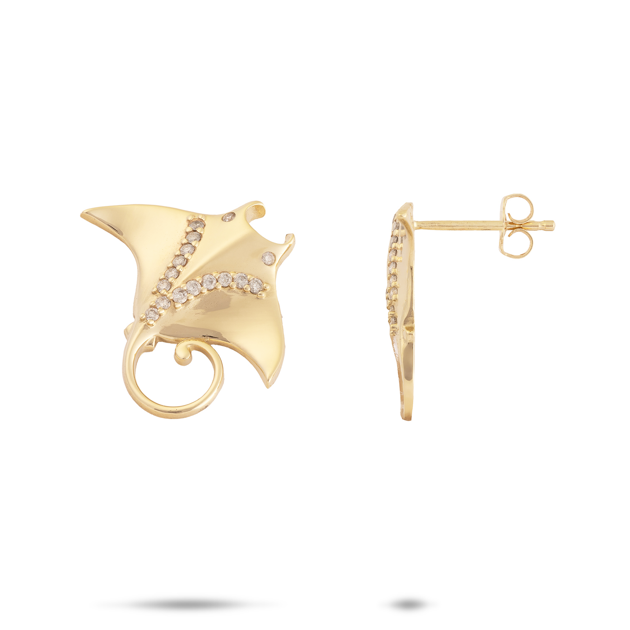 Ocean Dance Mantarochen-Ohrringe in Gold mit Diamanten – 19 mm