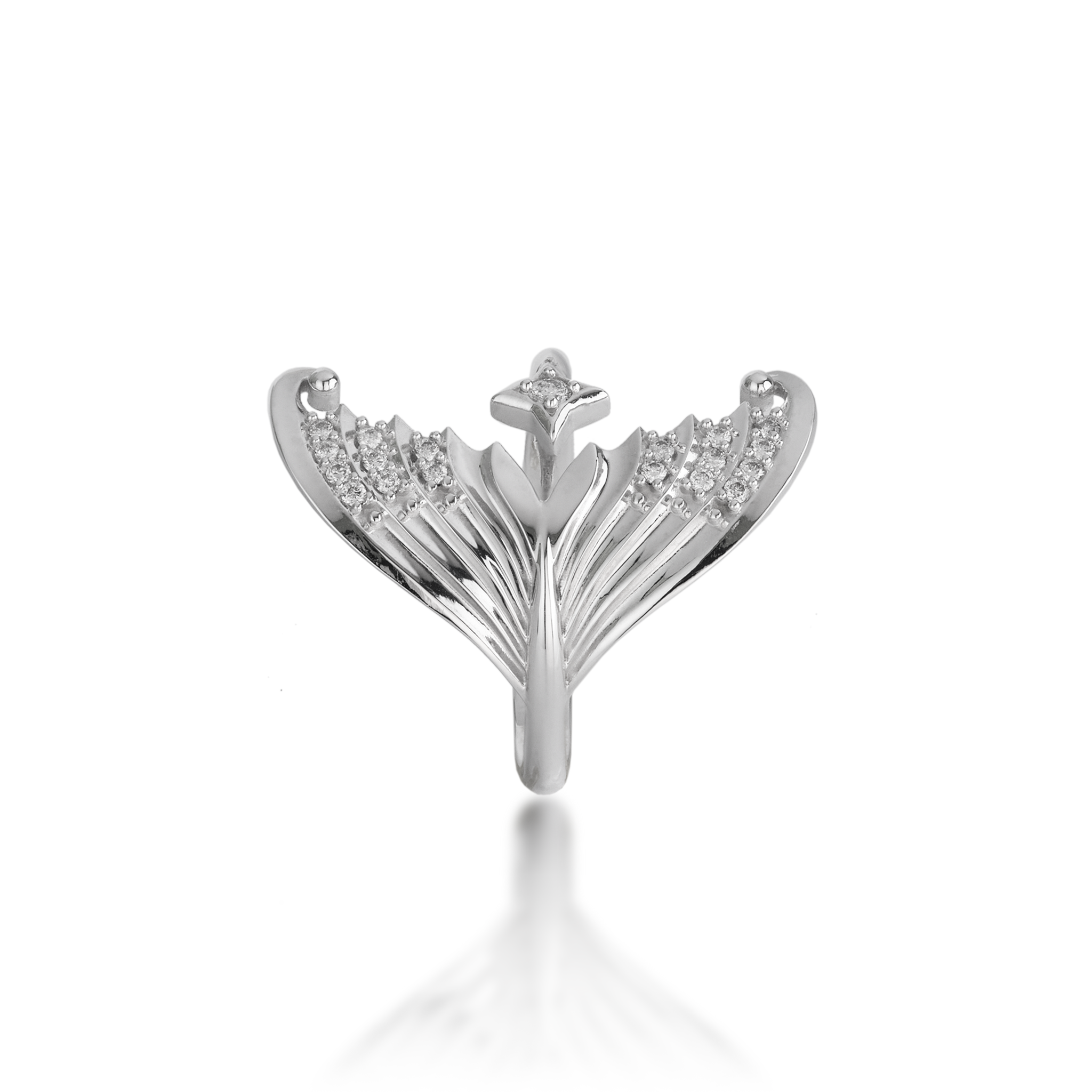 Moon Mermaid Ring in White Gold with Diamonds
