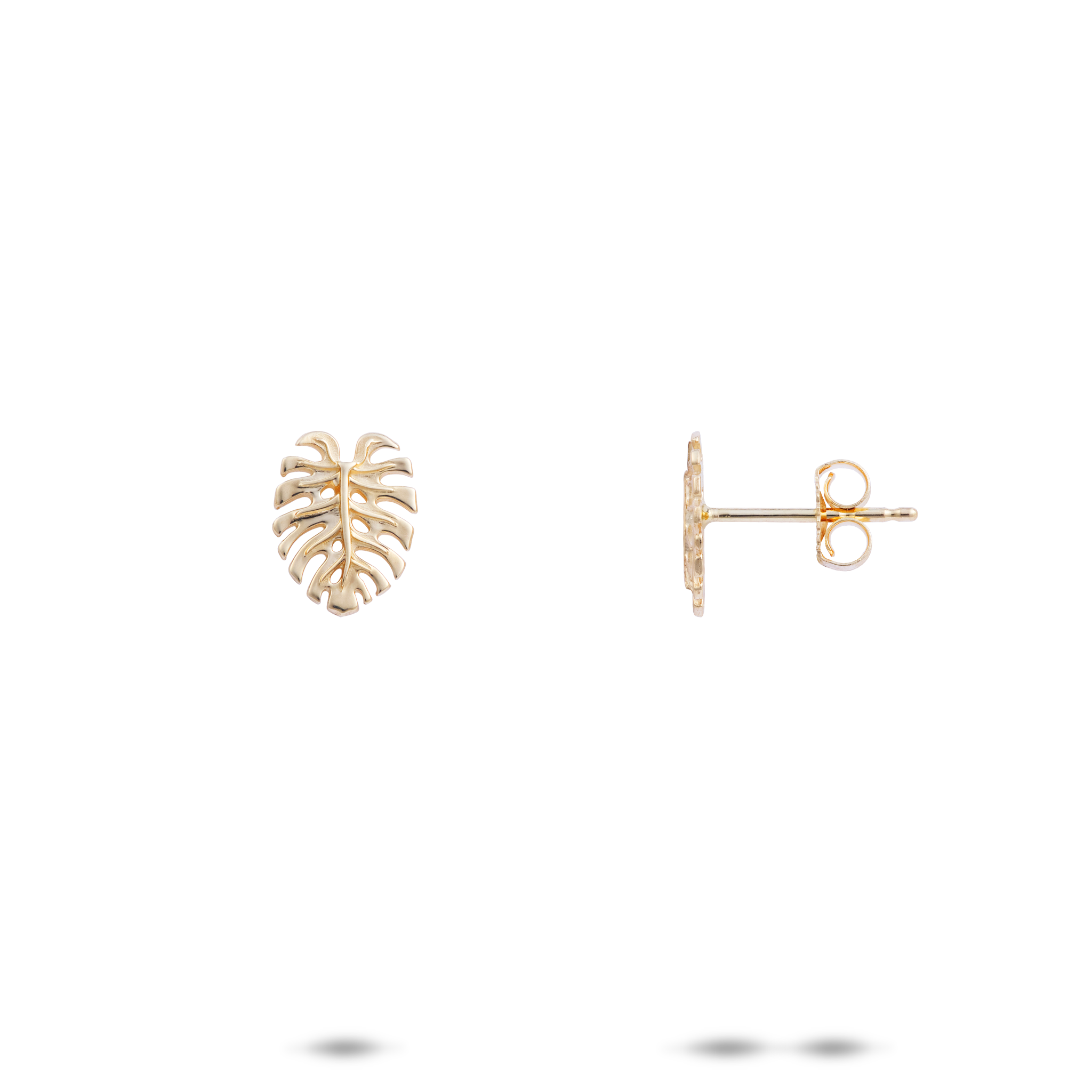 Monstera -Ohrringe in Gold - 9mm