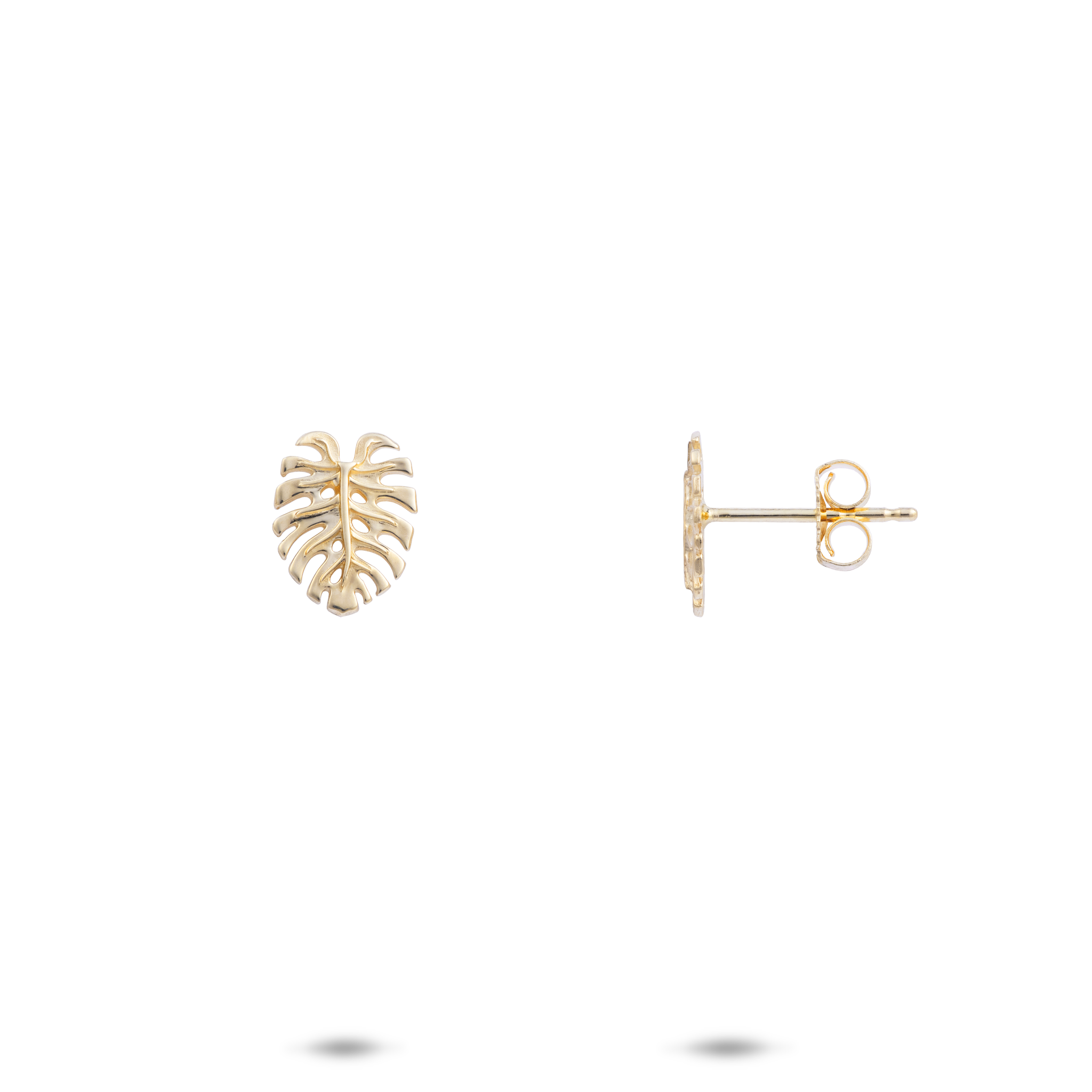 Monstera -Ohrringe in Gold - 9mm