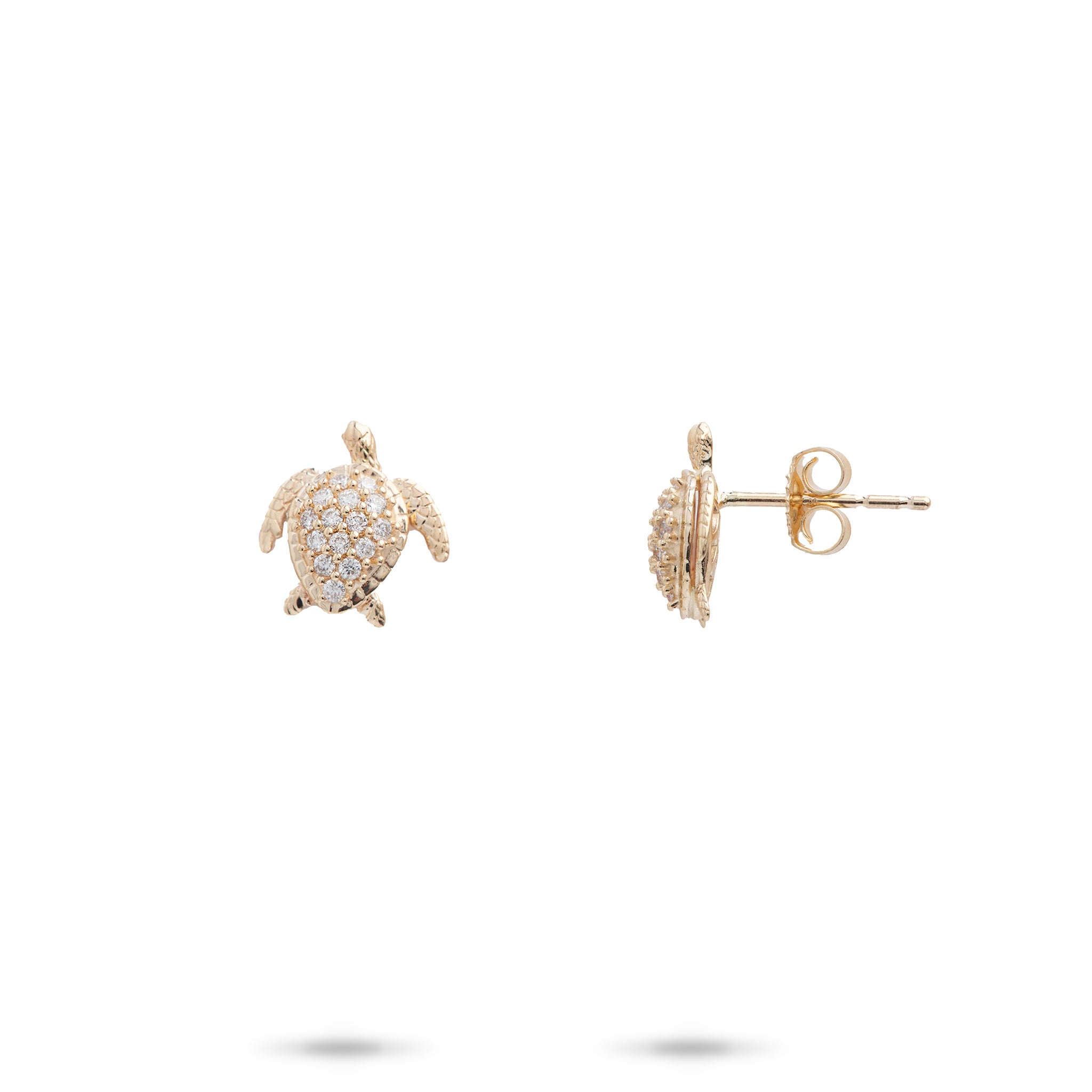 ホヌ ピアス ゴールド ダイヤモンド付き - 10mm