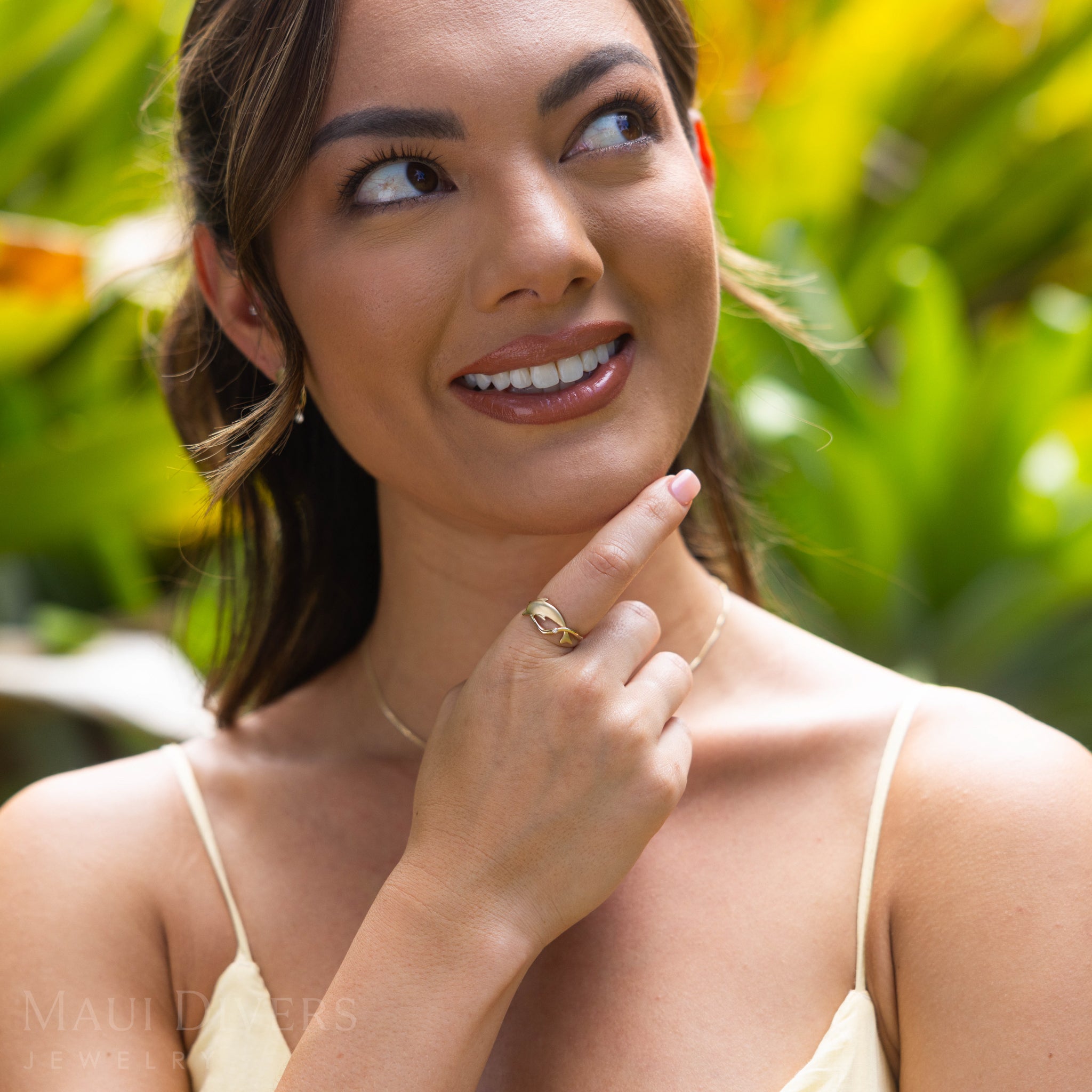 Bubble Dolphin Ring in Gold with Diamond - 10mm