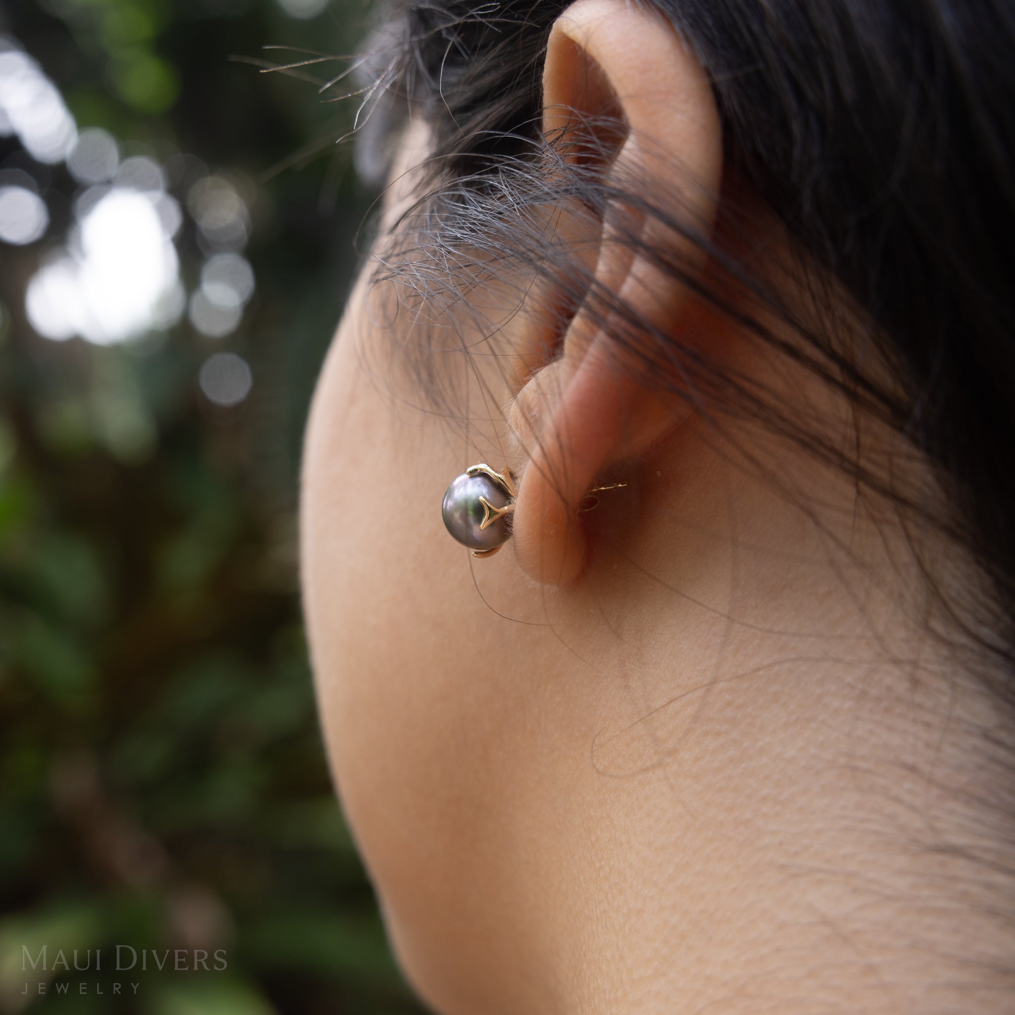 Heritage Tahitian Pearl Earrings in Gold - 9-10mm