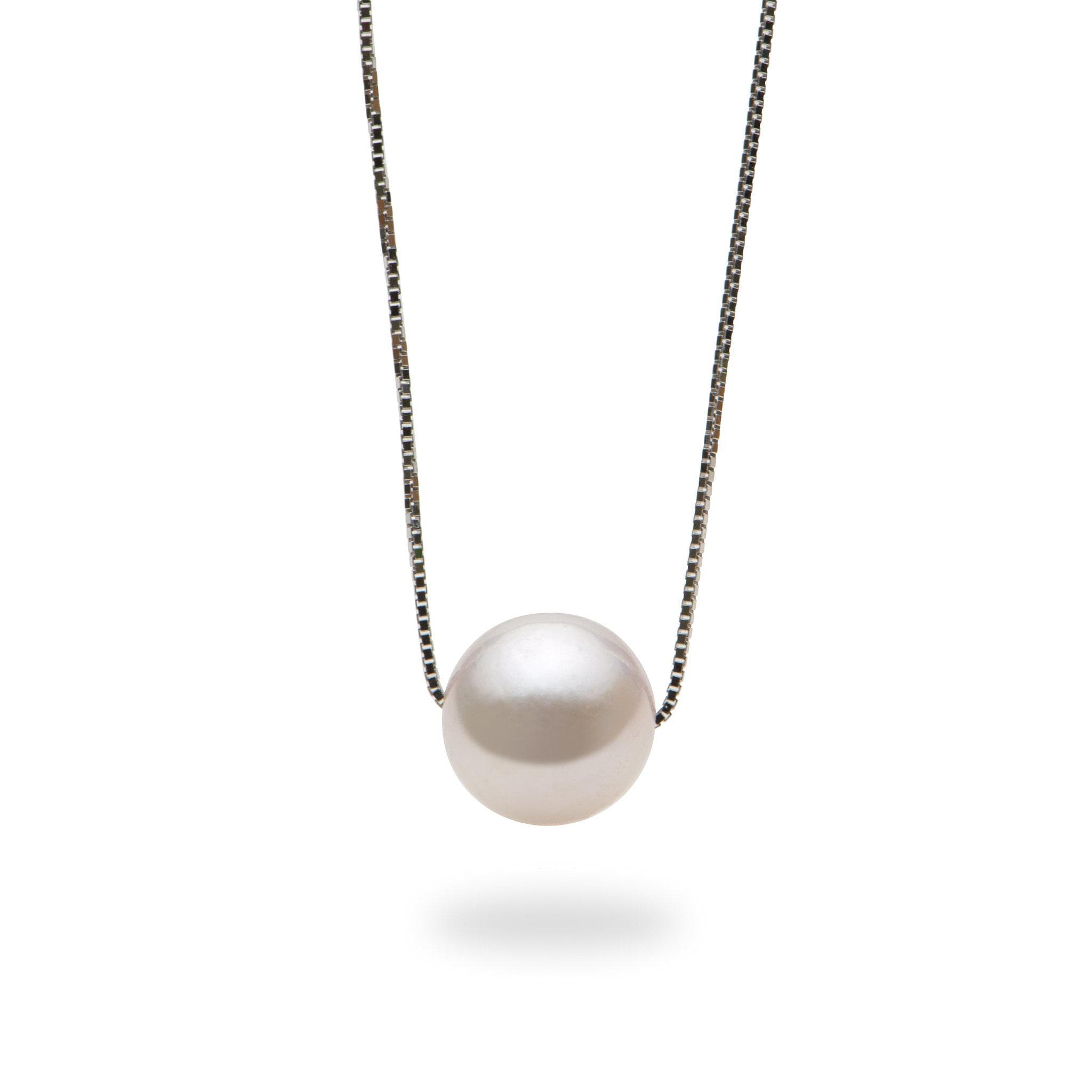 16-18" Adjustable Akoya Floating Pearl Necklace in White Gold-Maui Divers Jewelry