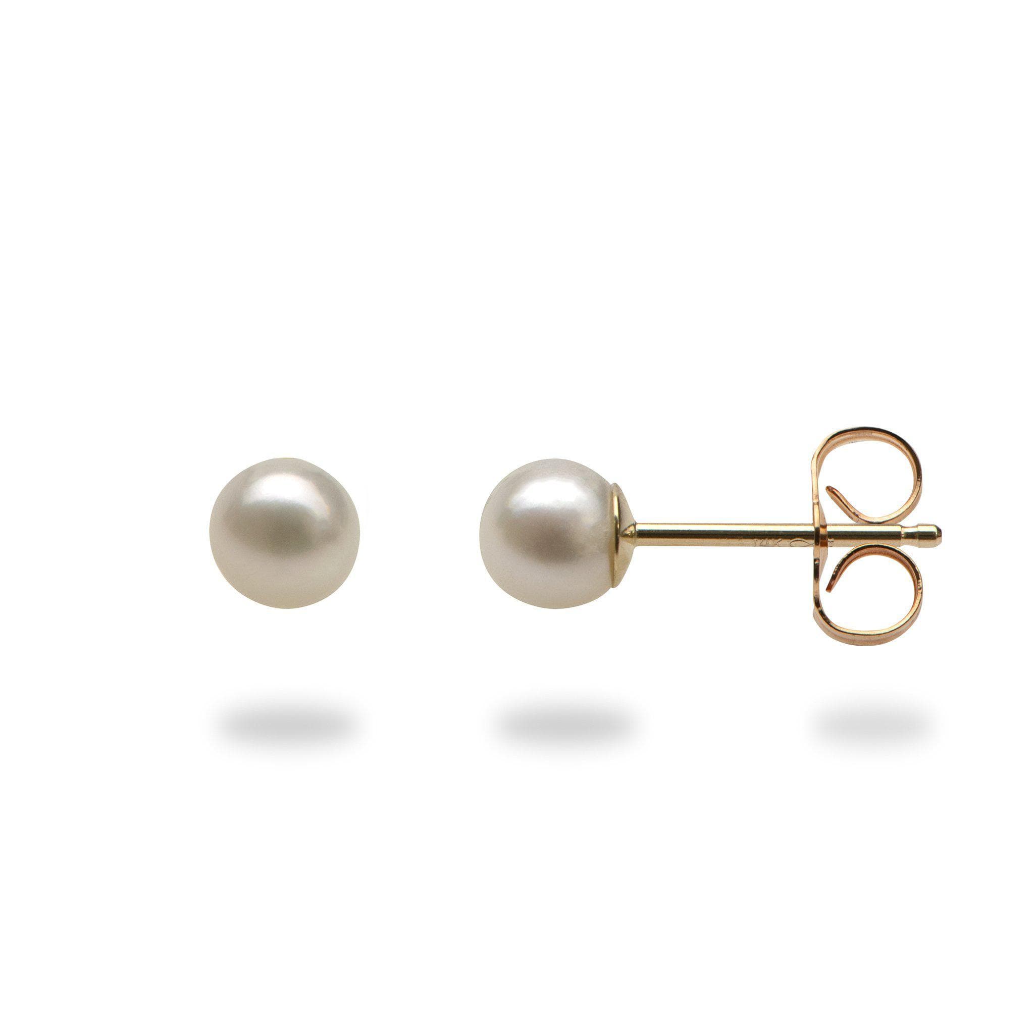 White Freshwater Pearl Earrings in Gold-Maui Divers Jewelry