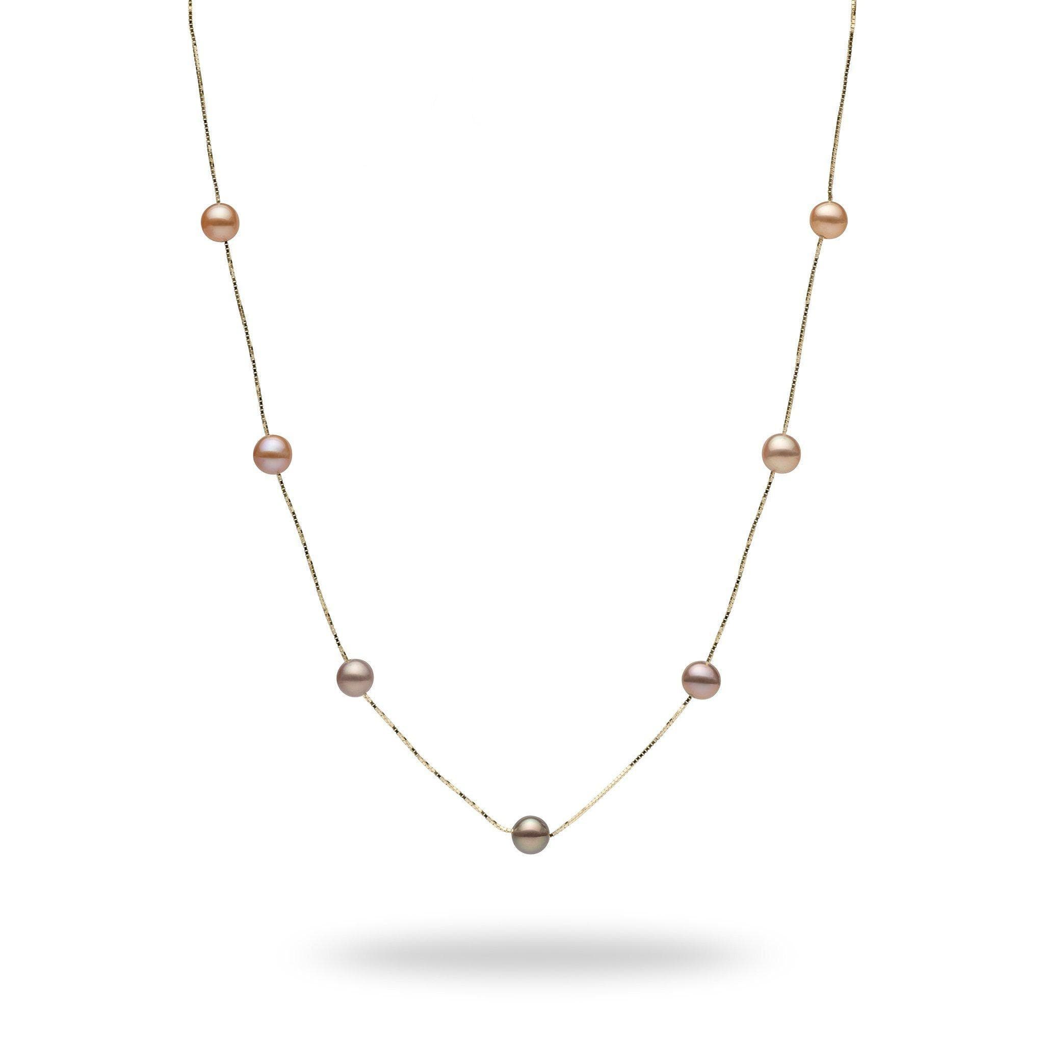 18" Mixed Freshwater Floating Pearl Necklace in Gold-Maui Divers Jewelry