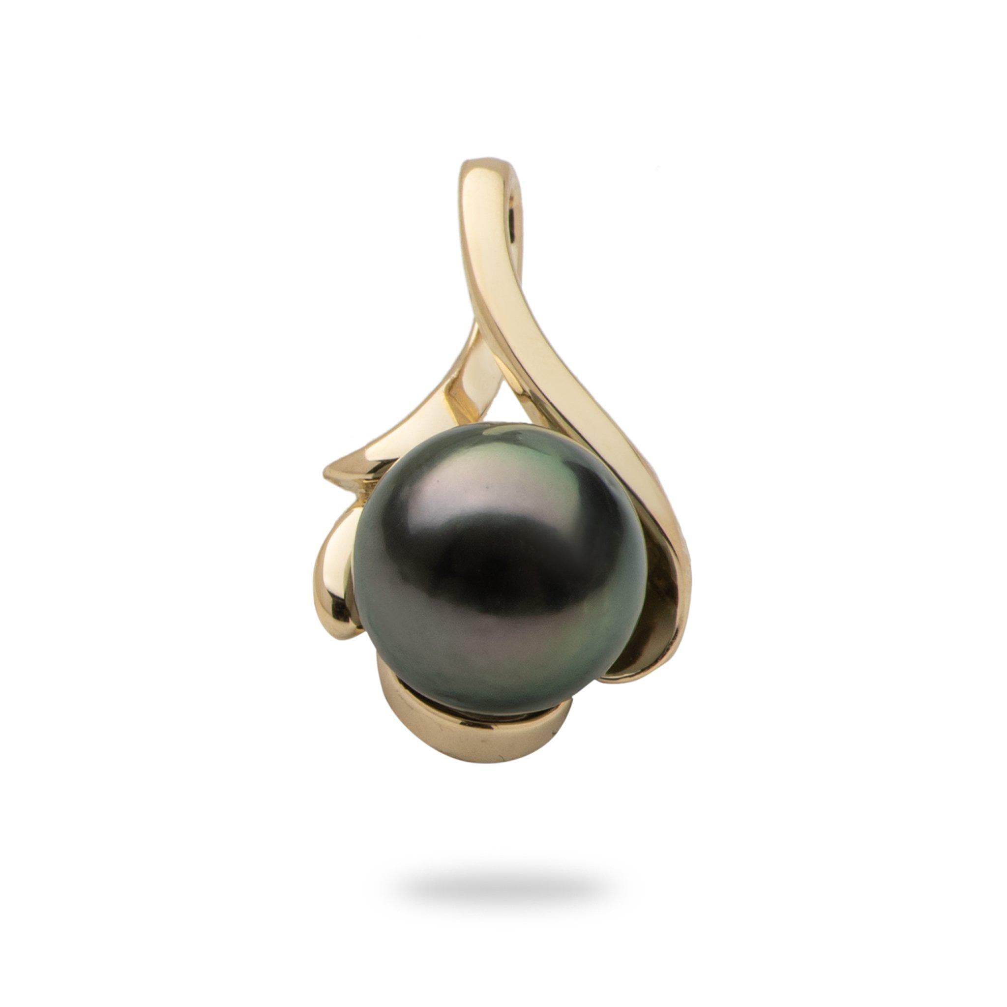タヒチ黒真珠ペンダント ゴールド (9-10mm)-Maui Divers Jewelry