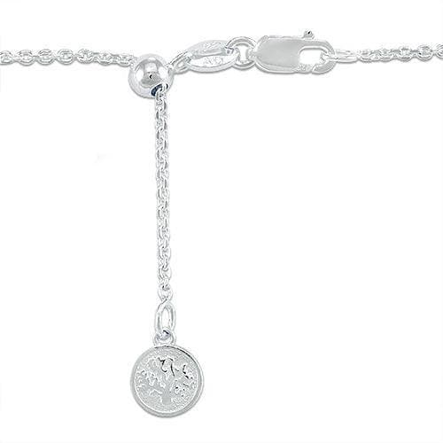 24" Adjustable Plumeria White Sapphire Necklace in Sterling Silver - 20mm-Maui Divers Jewelry