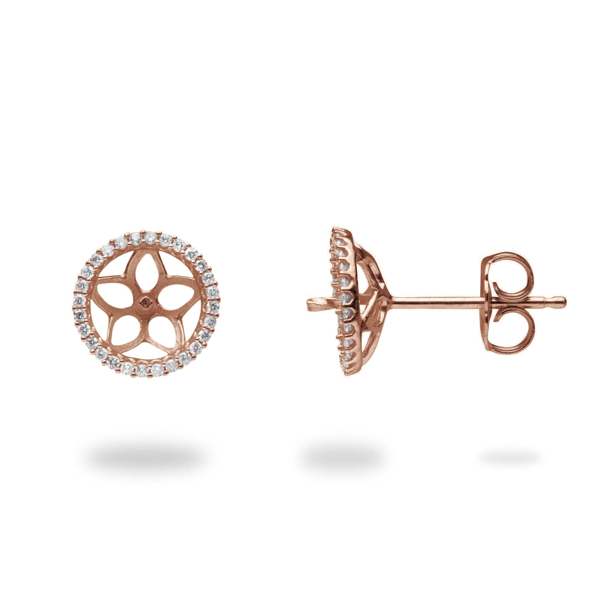 Pick A Pearl Halo Earrings in Rose Gold with Diamonds