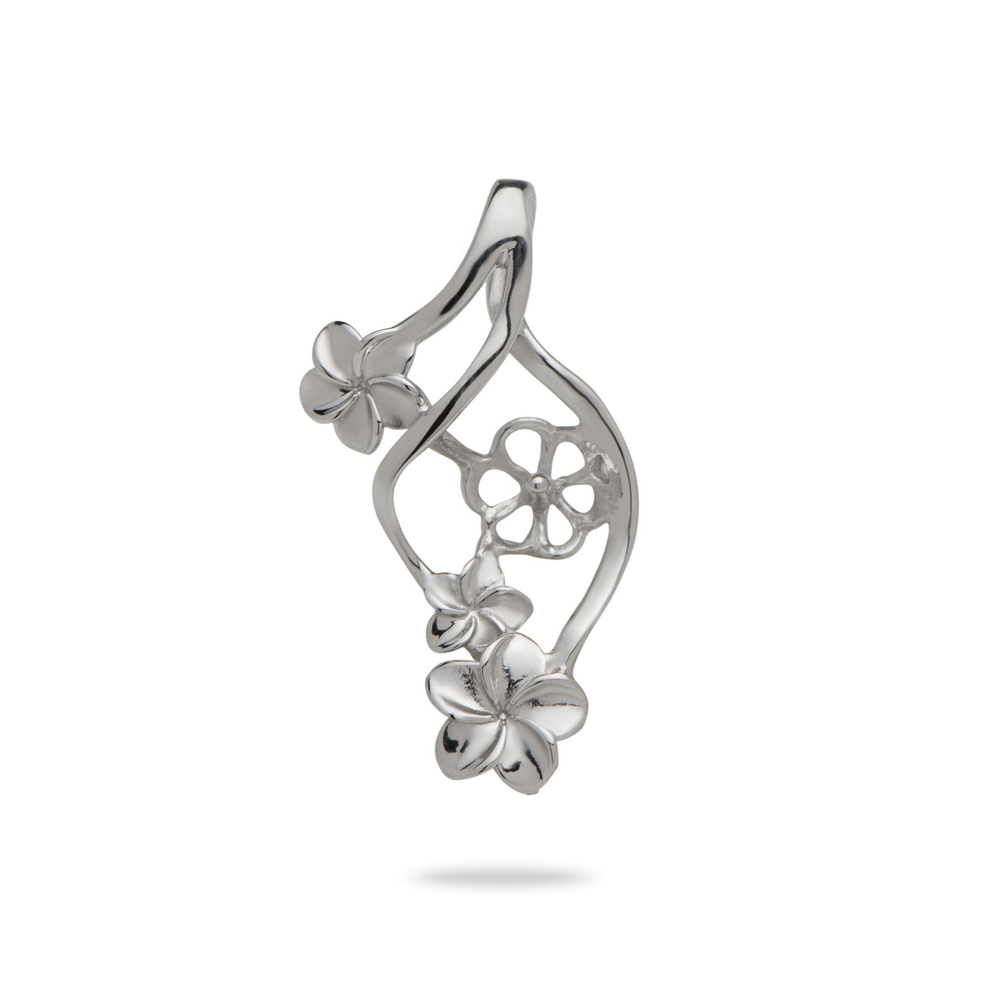 Plumeria Swirl Pendant Mounting in 14K White Gold - Maui Divers Jewelry
