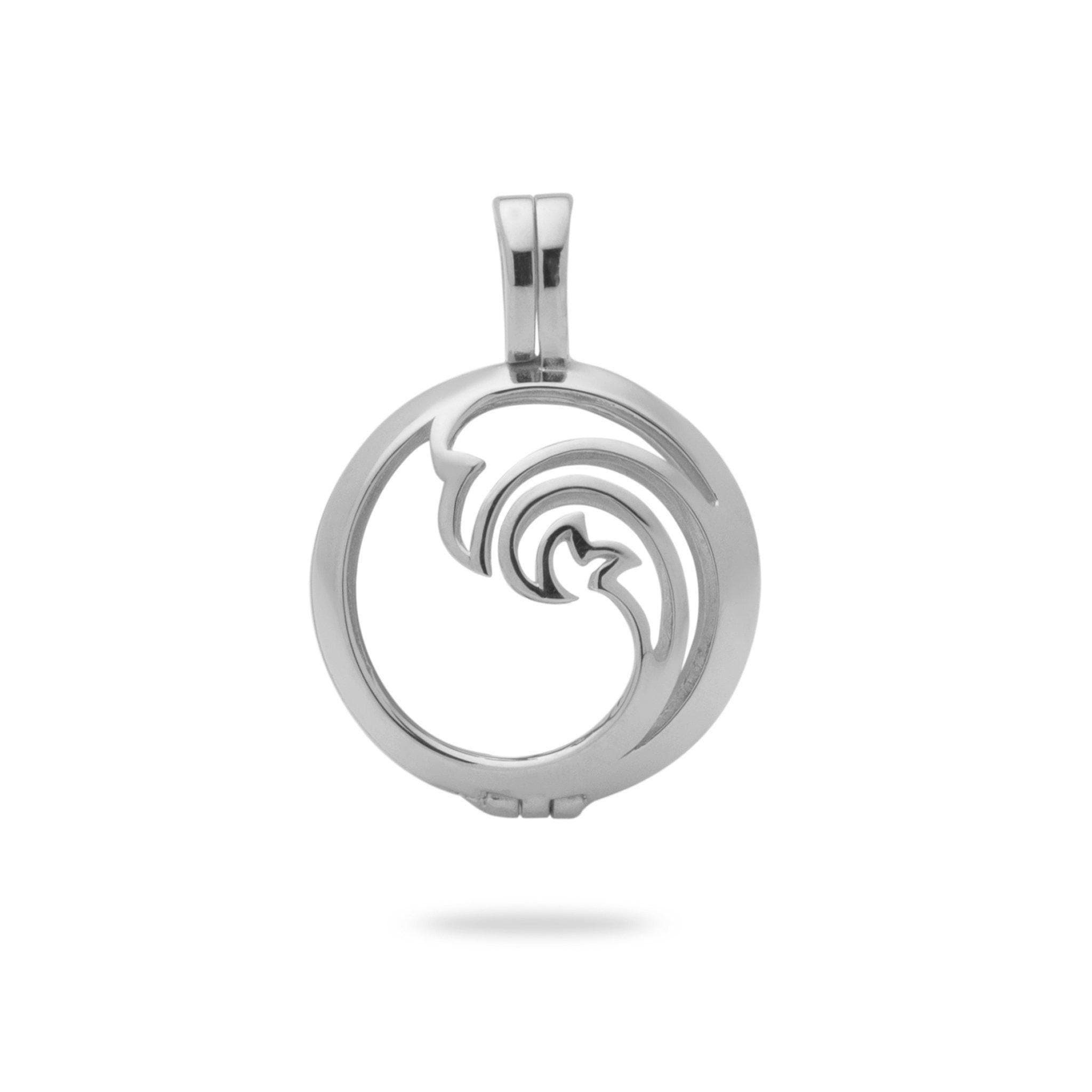 Nalu (Waves) Cage Pendant Mounting in 14K White Gold - Maui Divers Jewelry