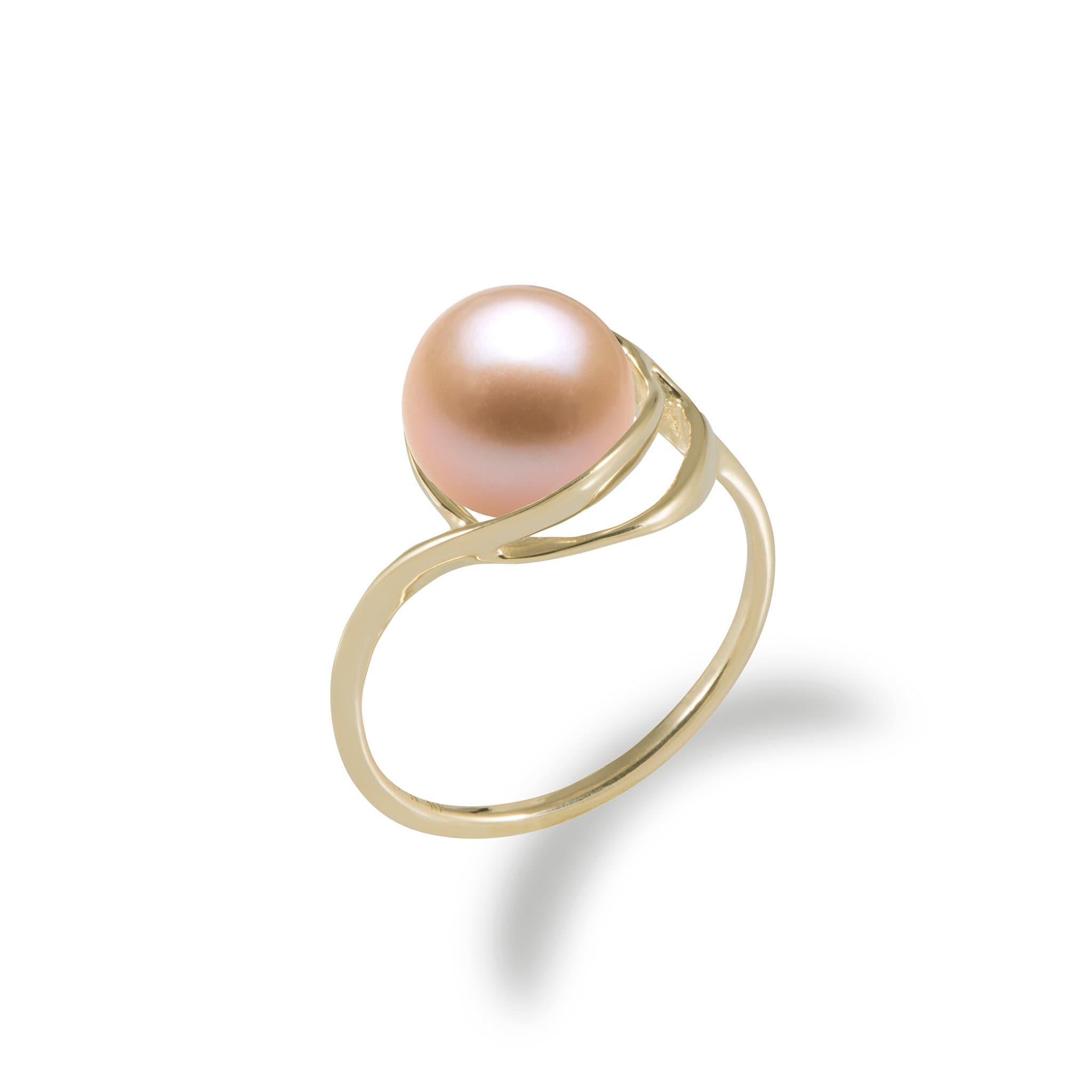 ピンクパール10Kイエローゴールド渦巻きリング - Maui Divers Jewelry