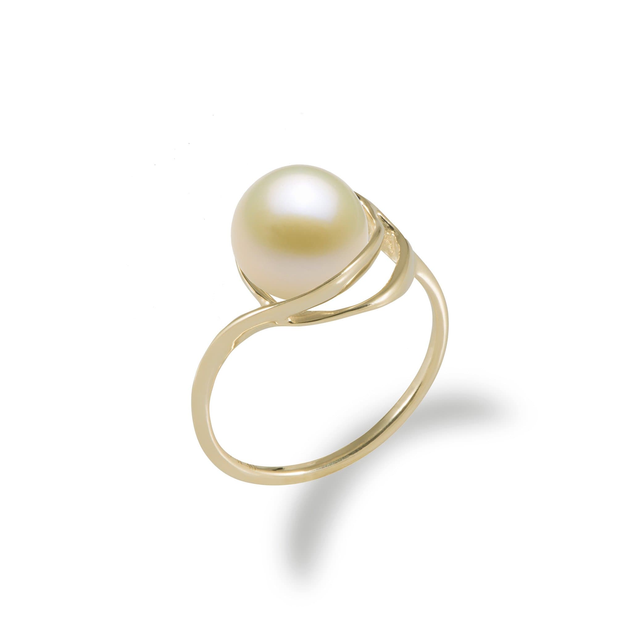 10Kイエローゴールドとホワイトパールのスワールリング - Maui Divers Jewelry