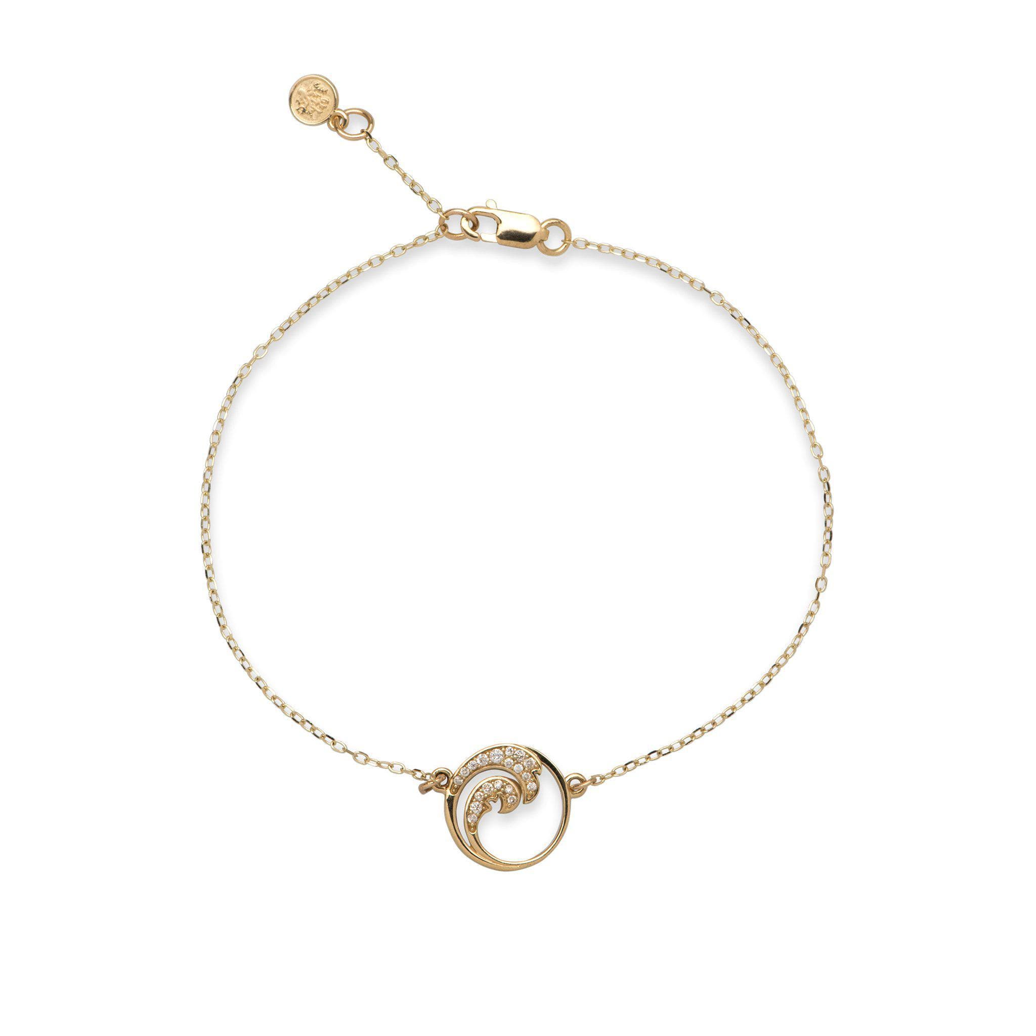 Nalu (Wave) Bracelet in 14K Yellow Gold with Diamonds 100-01844