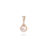 South Sea Gold Pearl Pendant in Gold with Diamonds - 9-10mm