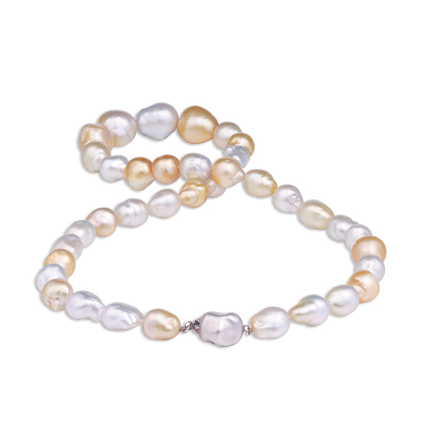 20-21" Mixed South Sea Pearl Strand with White Gold Clasp