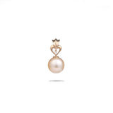 South Sea Gold Pearl Heart Pendant in Gold with Diamonds - 13-14mm