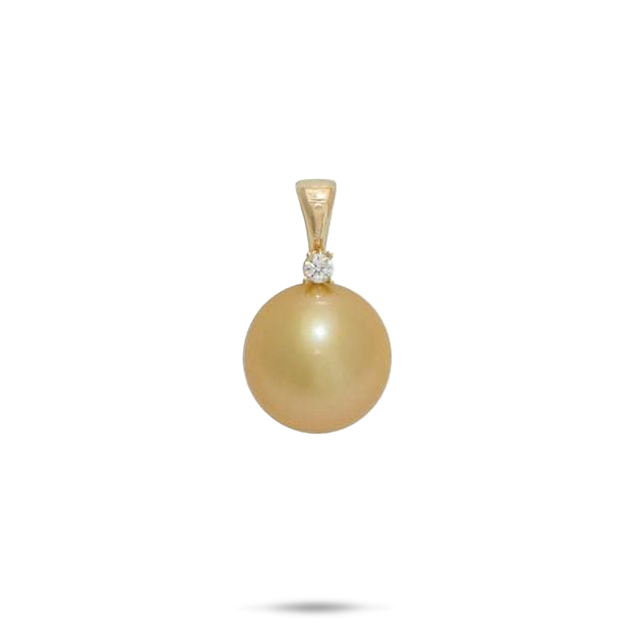 South Sea Gold Pearl Pendant in Gold with Diamonds - 12-13mm
