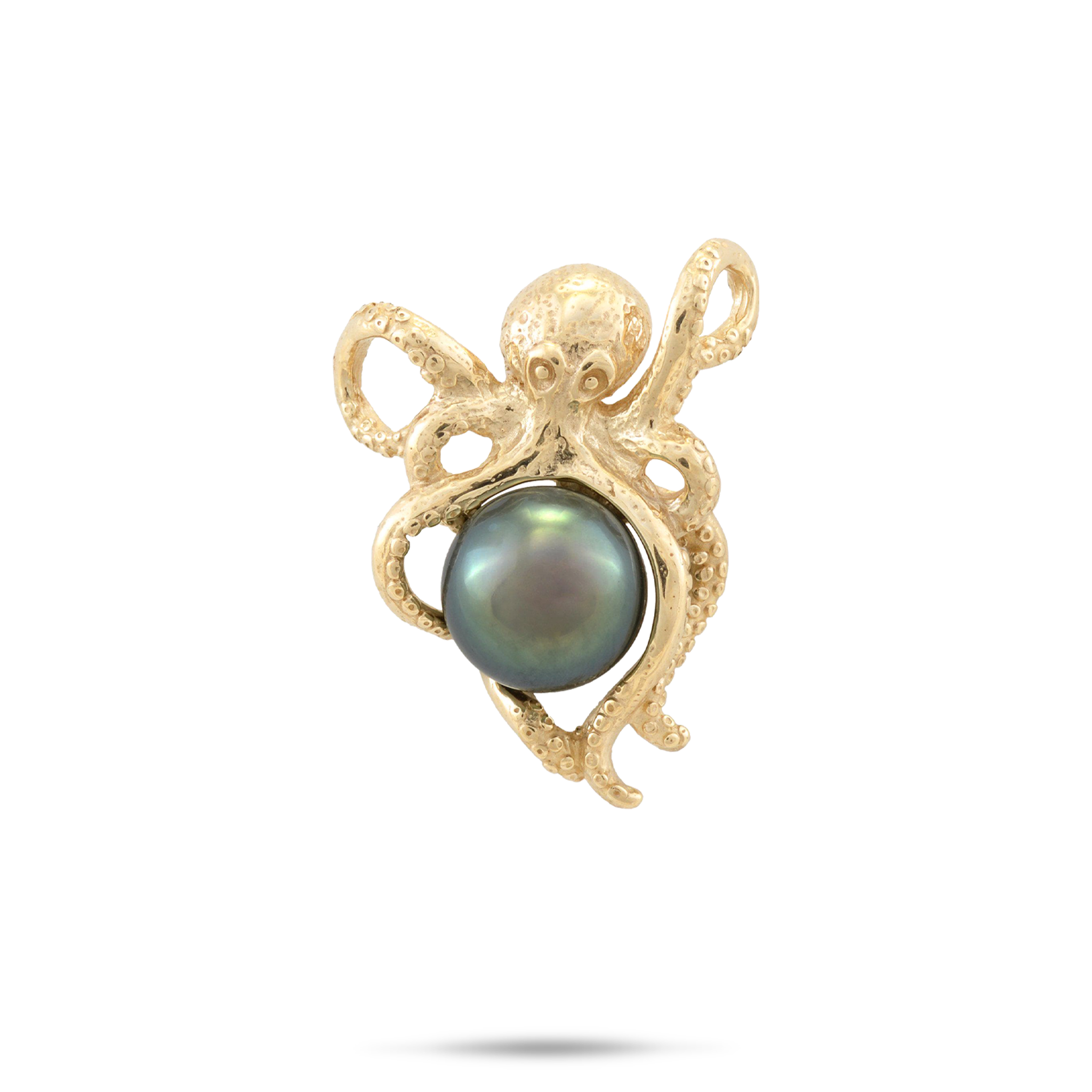 He'e (Oktopus) Tahiti-Anhänger mit schwarzer Perle in Gold – 8–10 mm