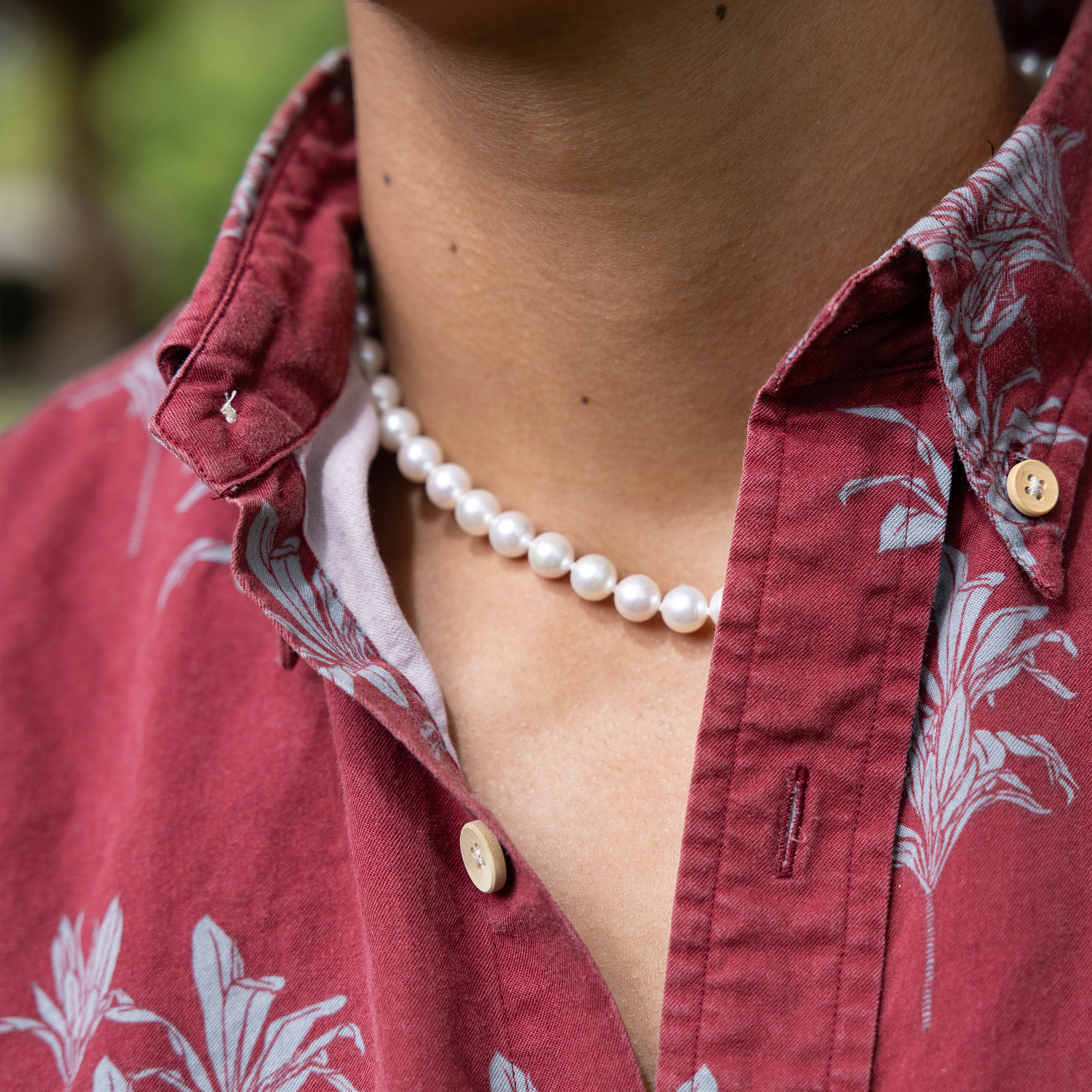 18-19 "Akoya White Pearl Strand mit Weißgoldverschluss-8-8,5 mm