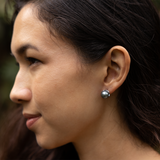 Heritage Tahitian Black Pearl Earrings in White Gold - 9-10mm