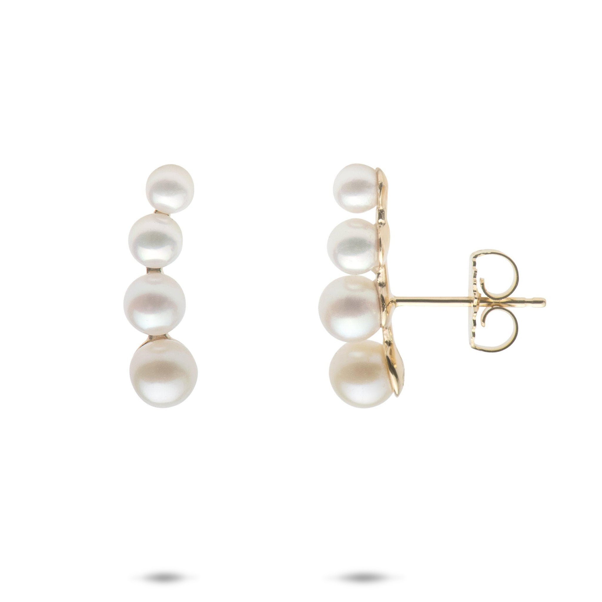 3.5-6mm Akoya & Freshwater White Pearl Earrings in Gold
