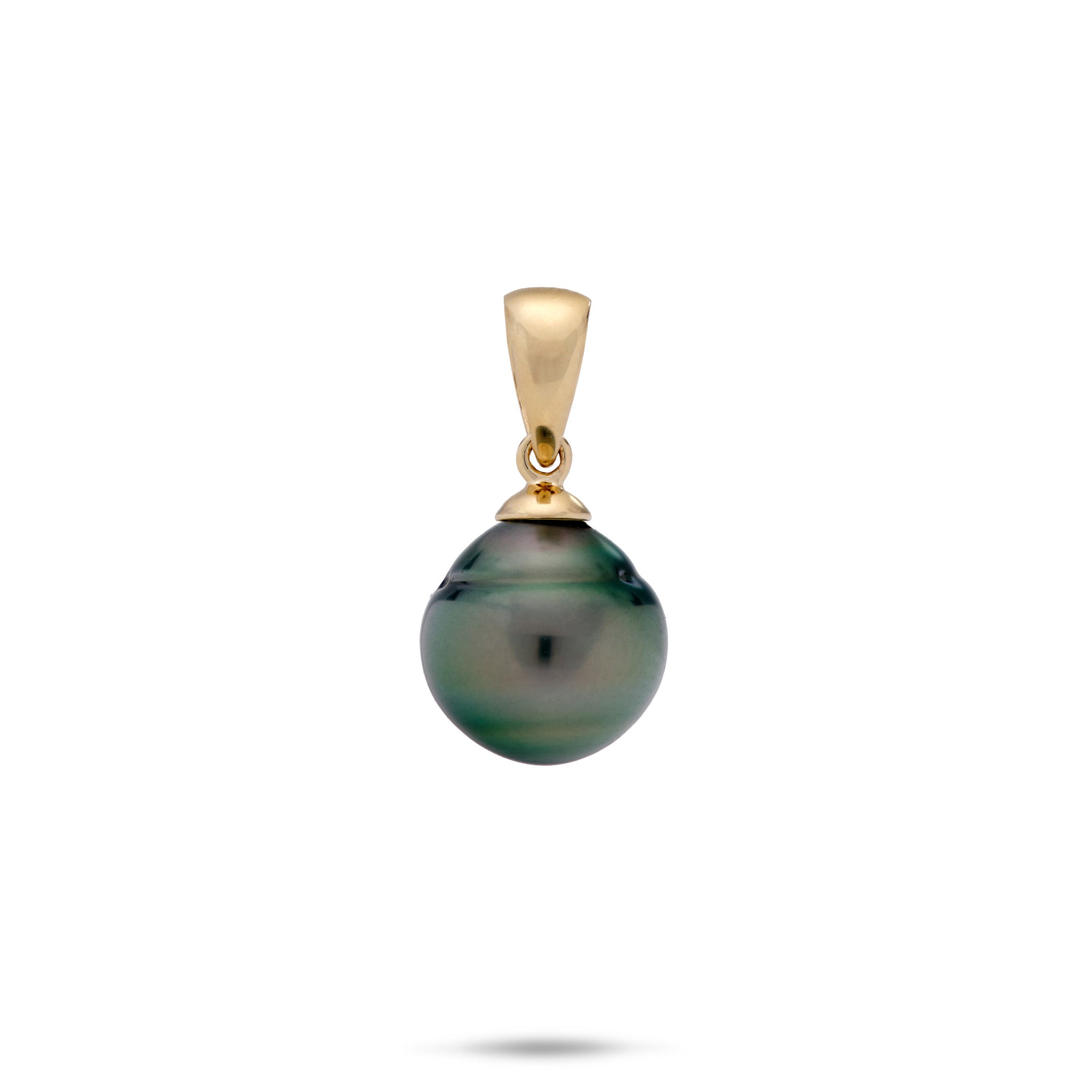 8-12mm Tahitian Black Pearl Pendant in Gold on a white background