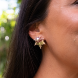 E Hoʻāla Lavendel-Süßwasserperlen-Ohrringe in Roségold mit Diamanten – 23 mm
