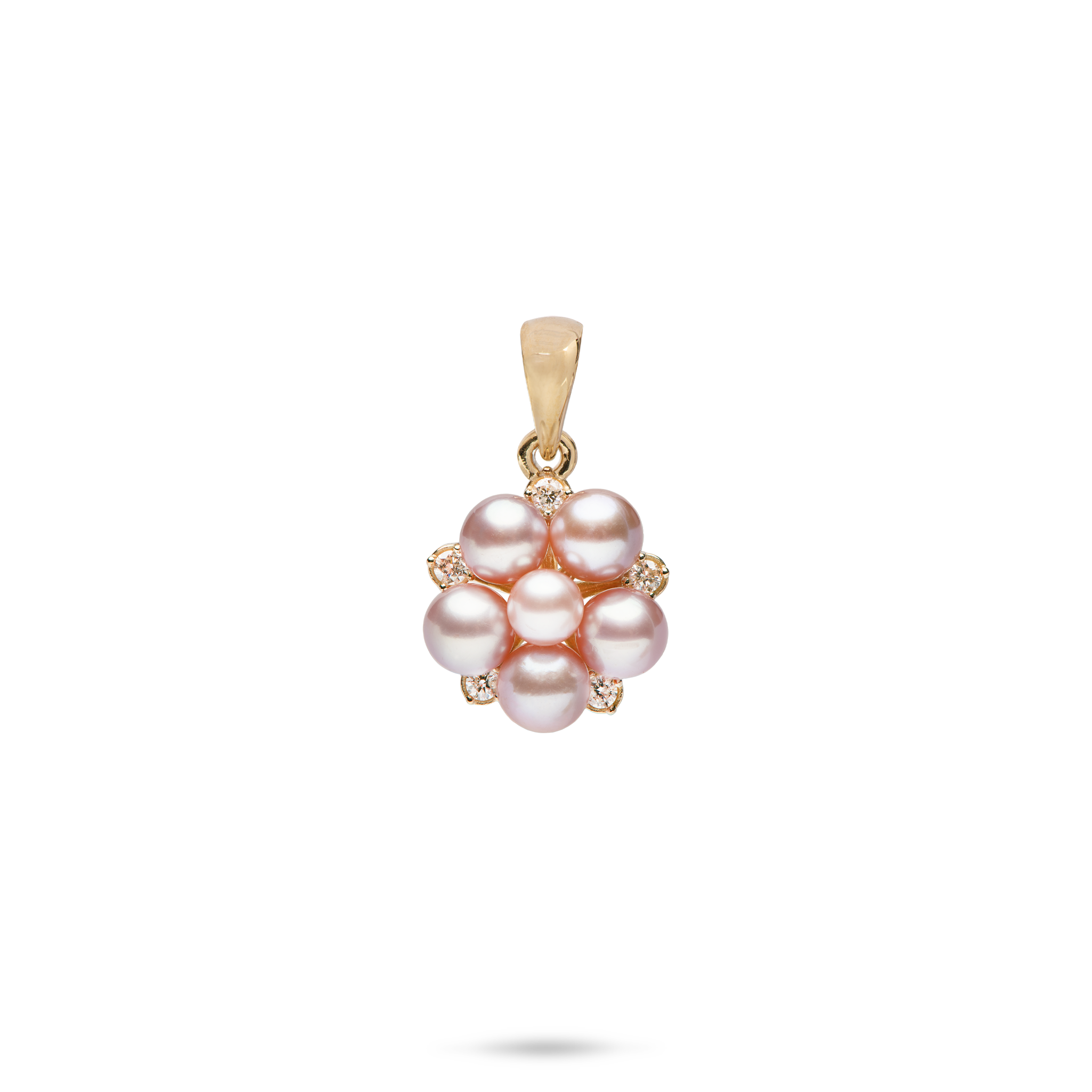 Tiny Bubbles Lavender Freshwater Pearl Pendant in Gold with Diamonds