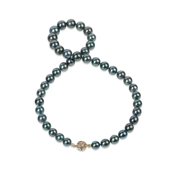 17-19" Tahitian Black Pearl Strand with Magnetic Gold Clasp - 8-11mm